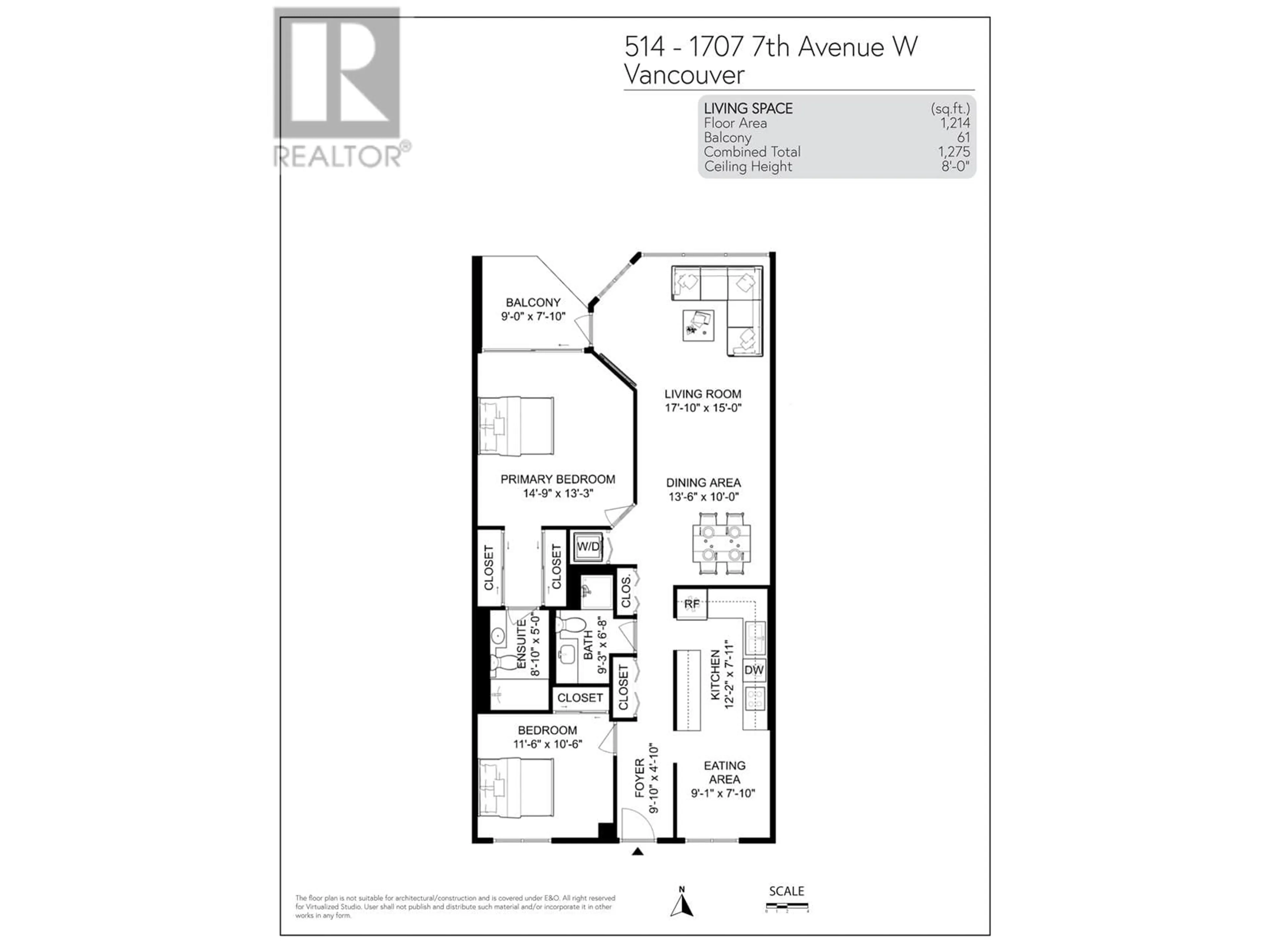 Floor plan for 514 - 1707 7TH AVENUE, Vancouver British Columbia V6J5E9