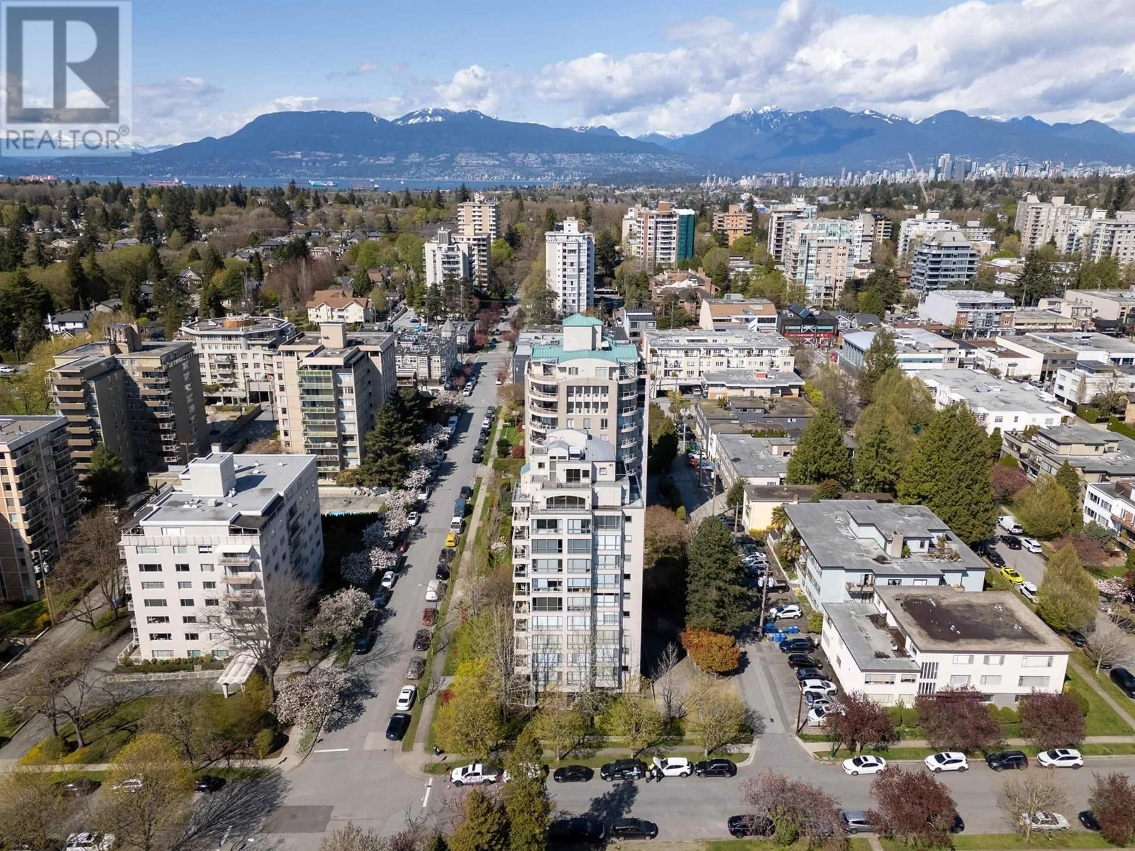 A pic from outside/outdoor area/front of a property/back of a property/a pic from drone, city buildings view from balcony for 1100 - 5890 BALSAM STREET, Vancouver British Columbia V6M4B9