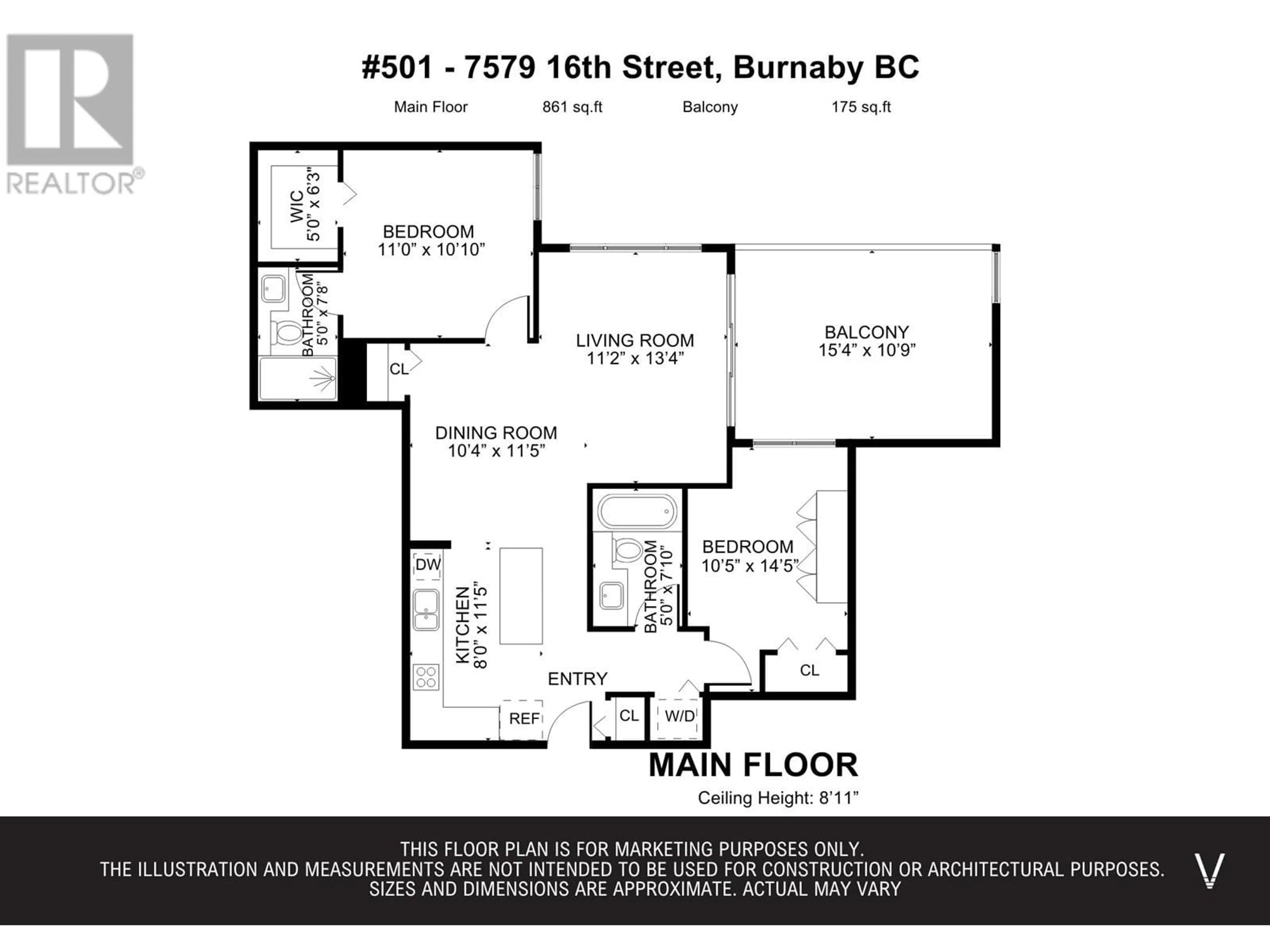 Floor plan for 501 - 7579 16TH STREET, Burnaby British Columbia V3N0H7