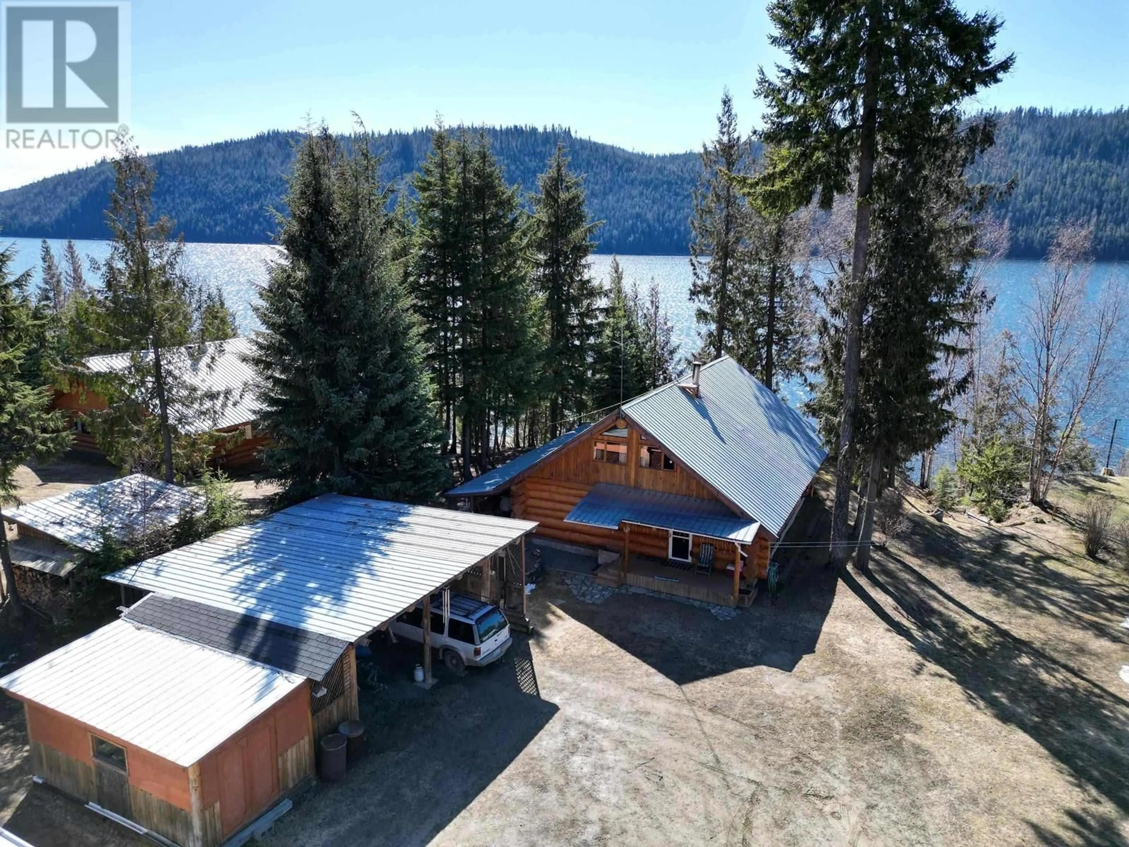 A pic from outside/outdoor area/front of a property/back of a property/a pic from drone, water/lake/river/ocean view for 5470 WINKLEY CREEK ROAD, Likely British Columbia V0L1L0