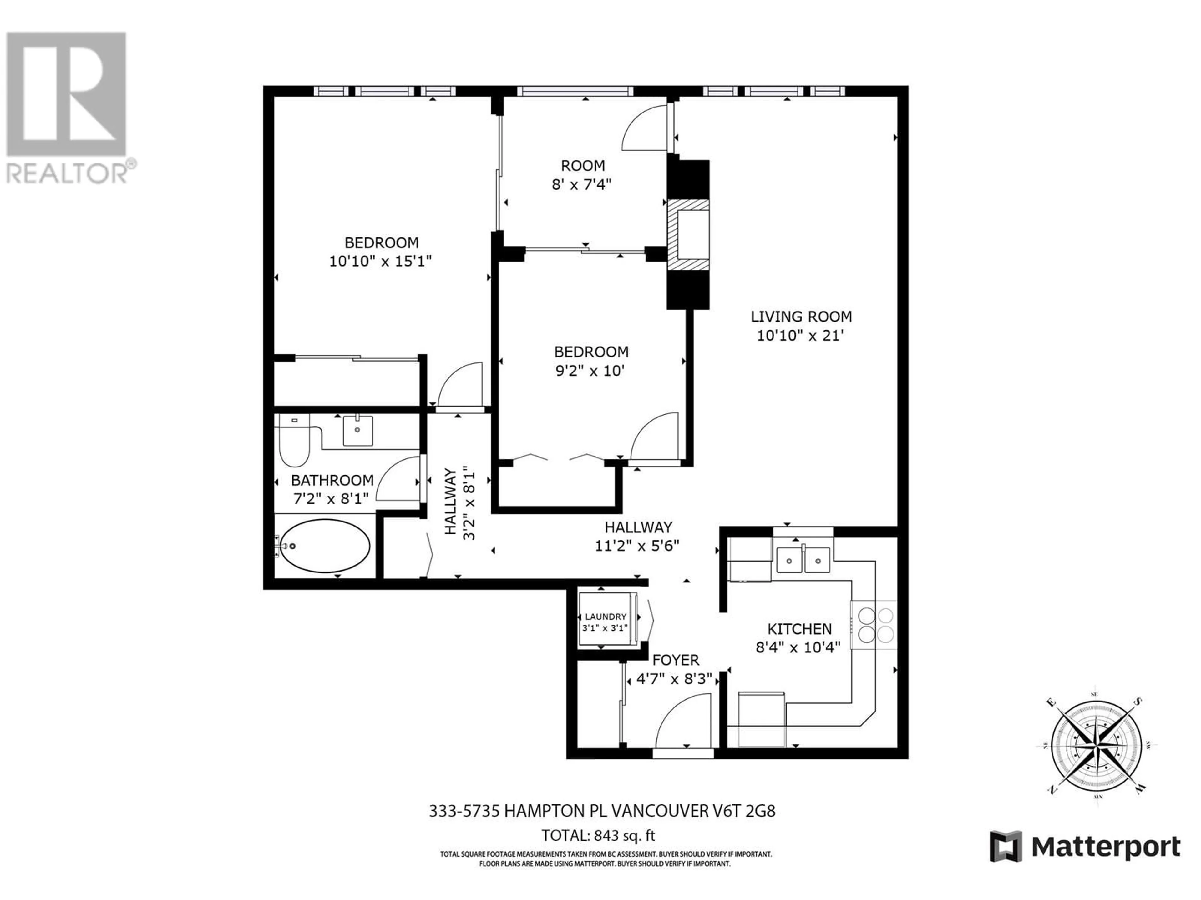Floor plan for 333 - 5735 HAMPTON PLACE, Vancouver British Columbia V6T2G8