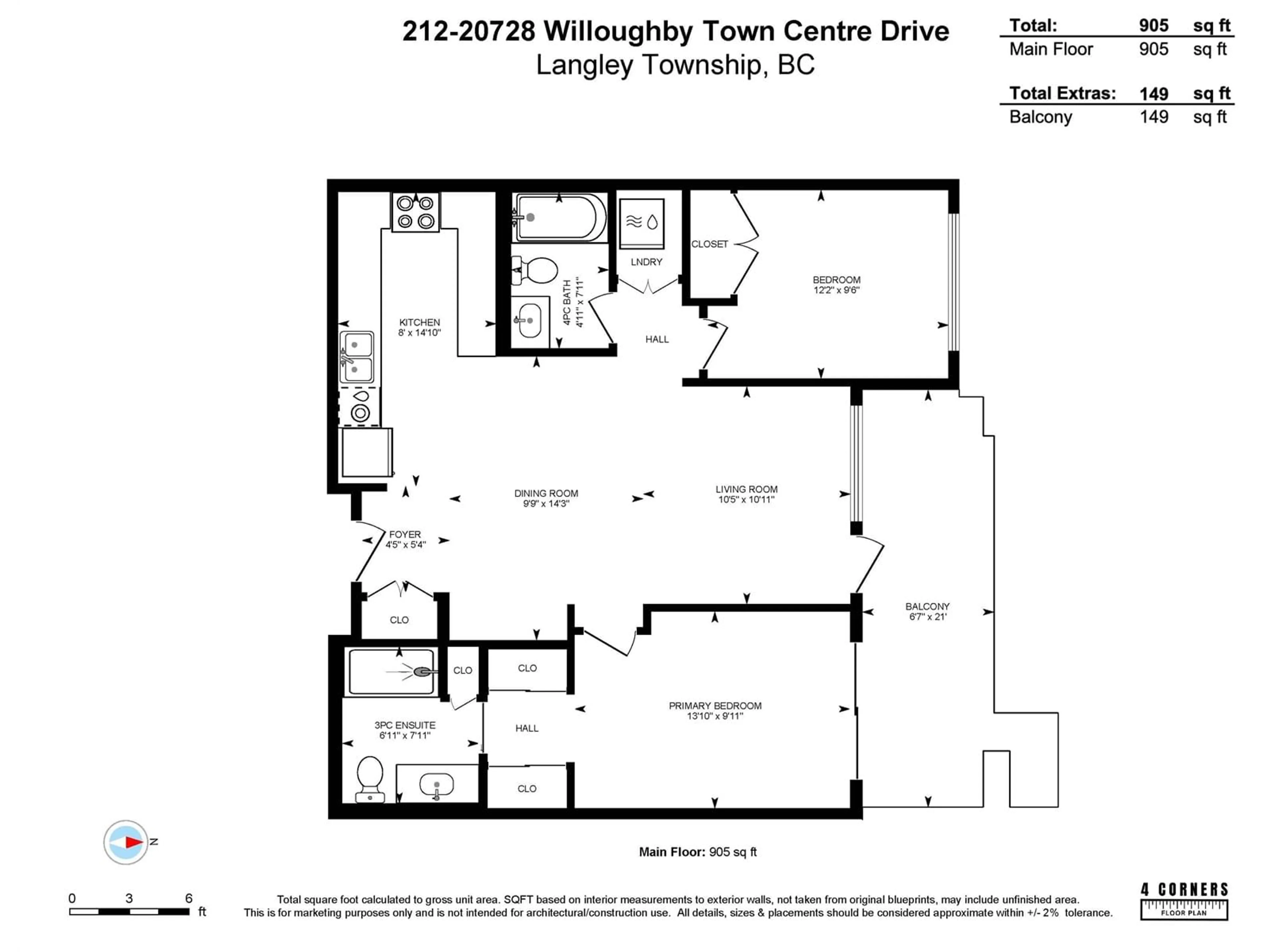 Floor plan for 212 - 20728 WILLOUGHBY TOWN CENTRE, Langley British Columbia V2Y0P3