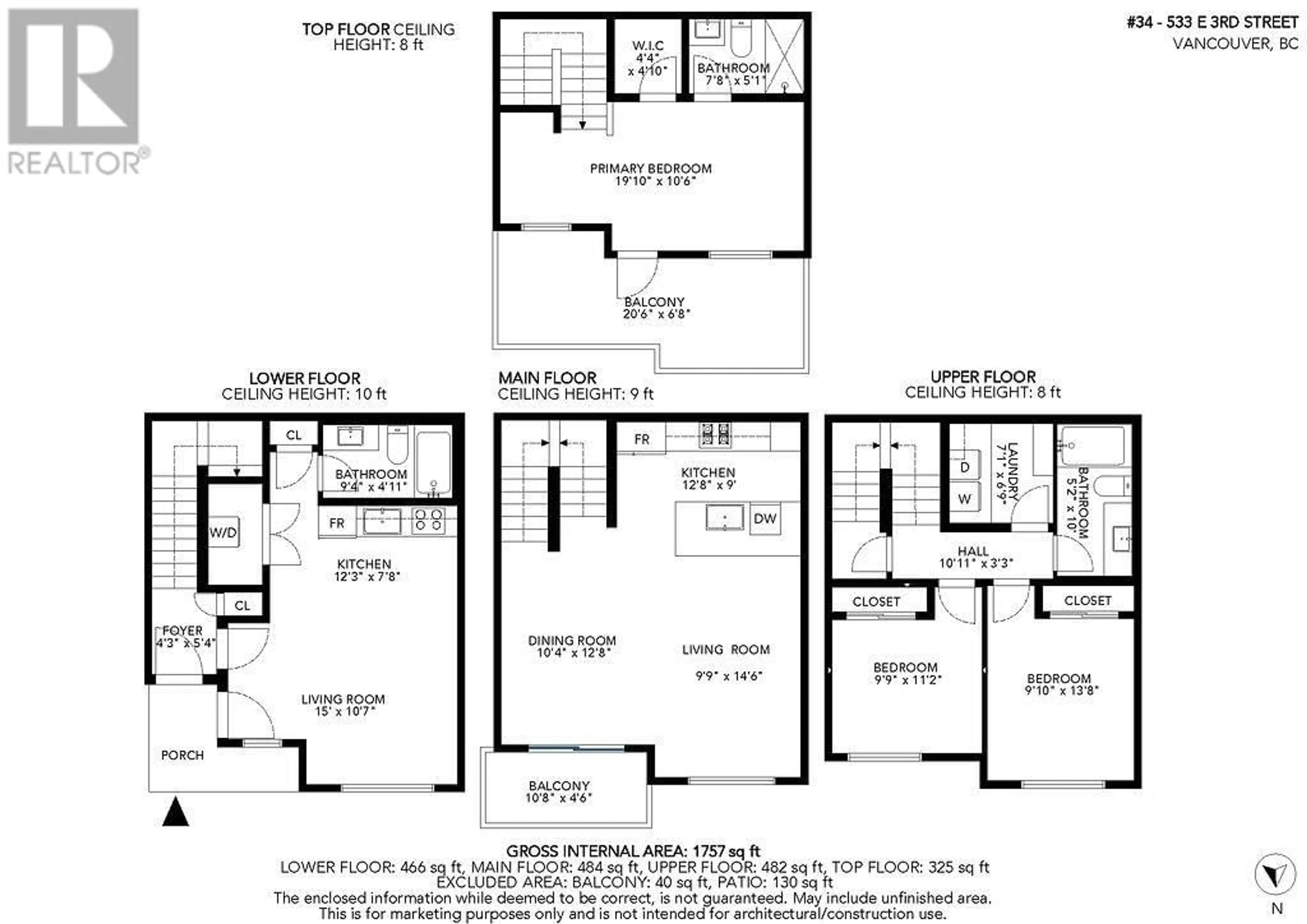Floor plan for 34 - 533 3RD STREET, North Vancouver British Columbia V7L1G4