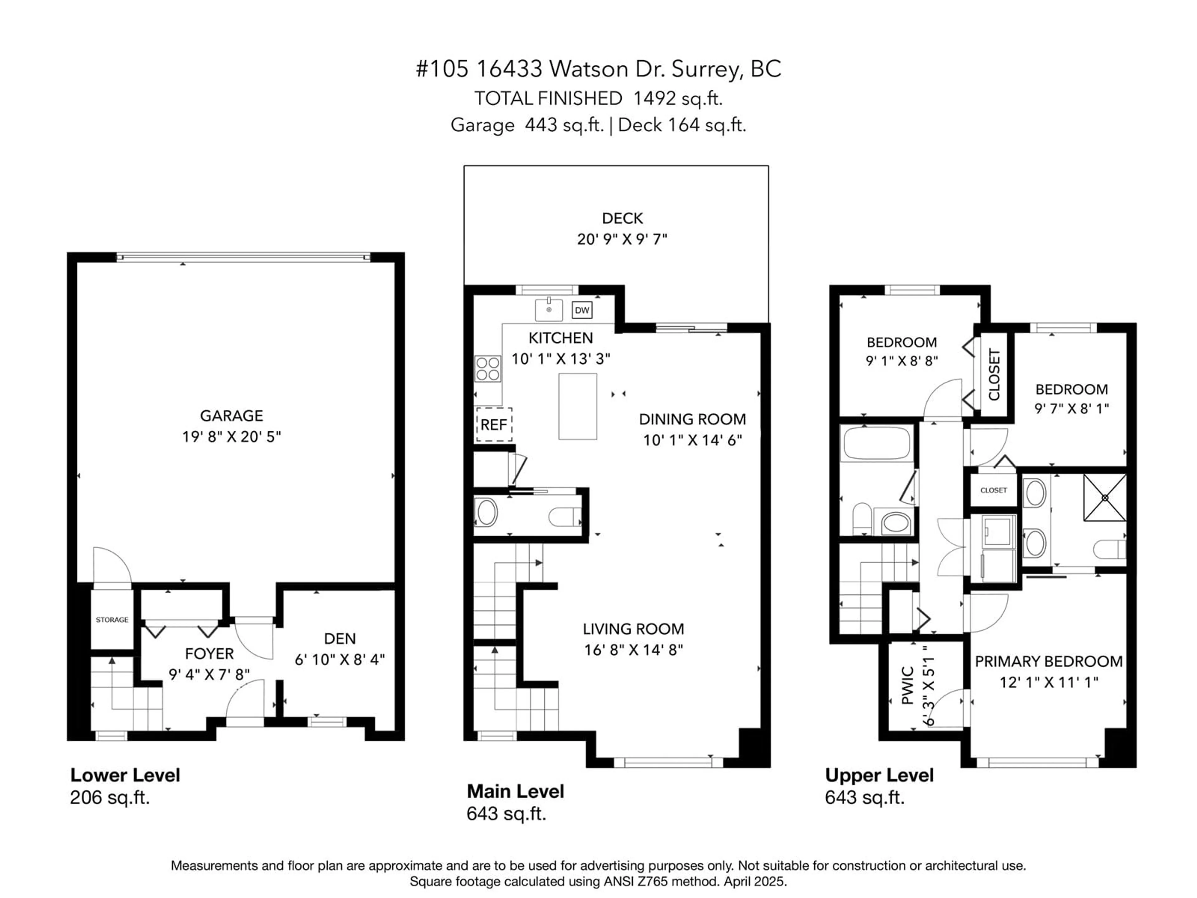Floor plan for 105 - 16433 WATSON, Surrey British Columbia V4N6R9