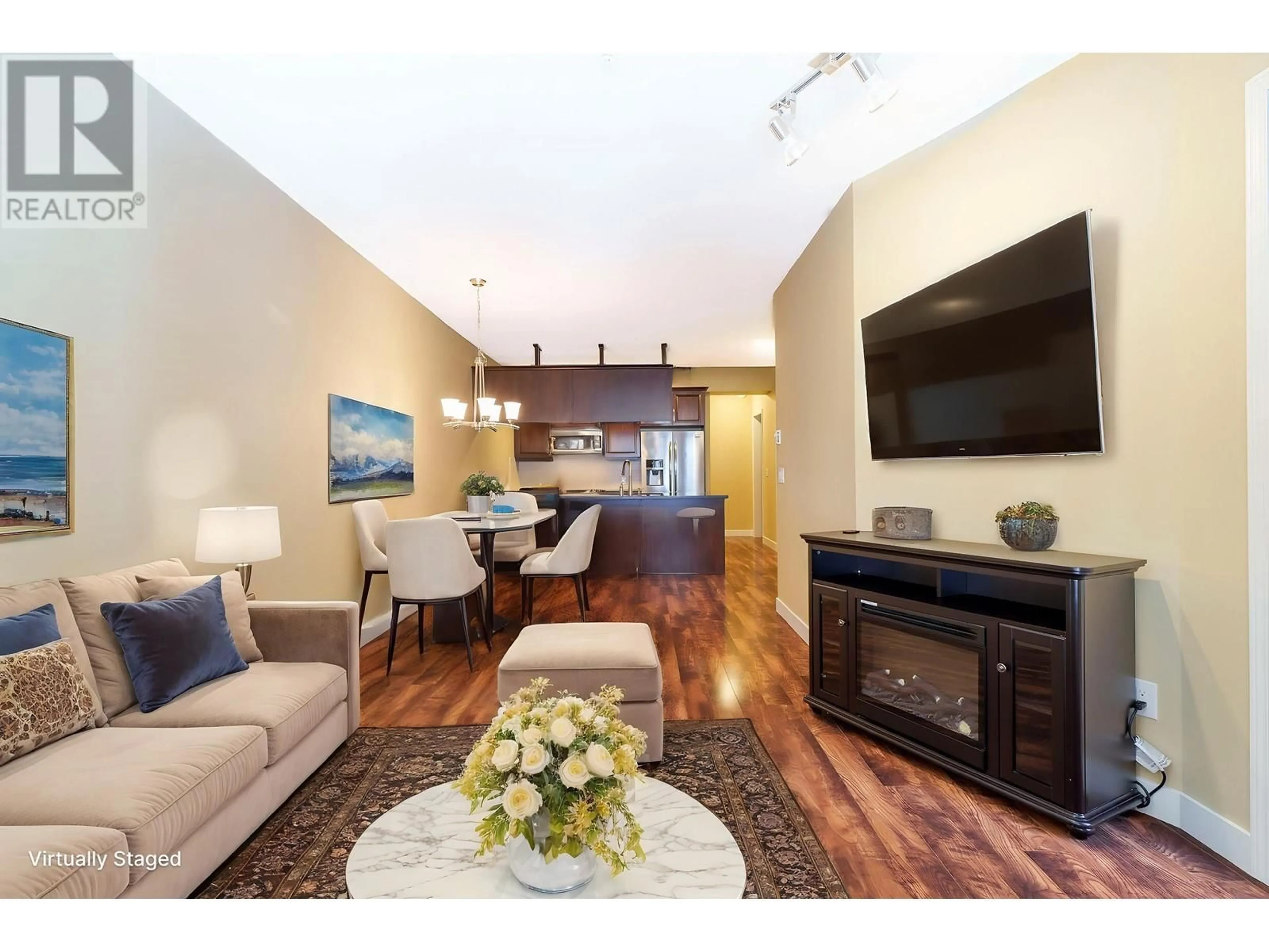 Living room with furniture, wood/laminate floor for 316 - 11887 BURNETT STREET, Maple Ridge British Columbia V2X6P6
