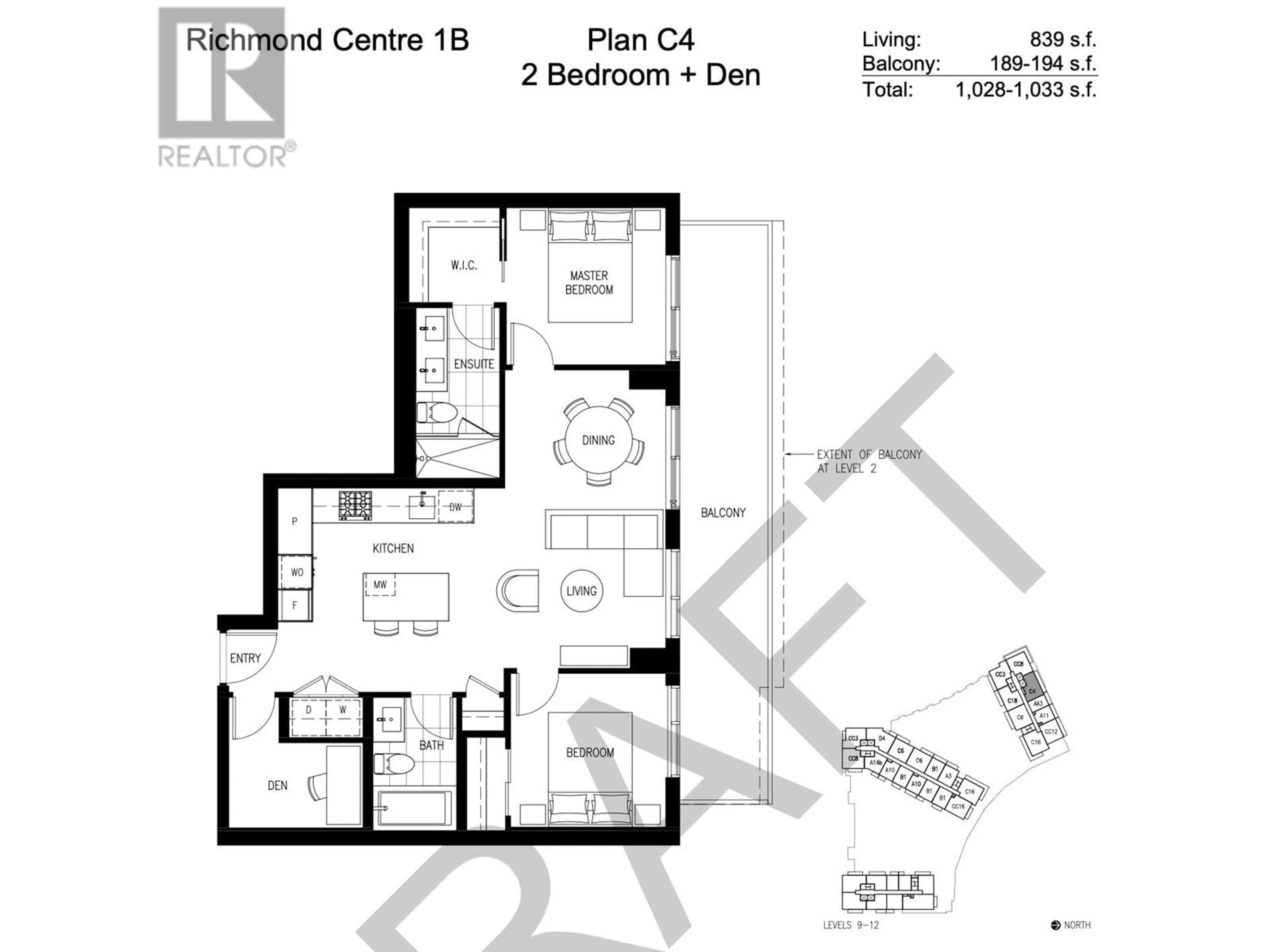 Floor plan for 1103 - 6788 MINORU BOULEVARD, Richmond British Columbia V6Y0M6