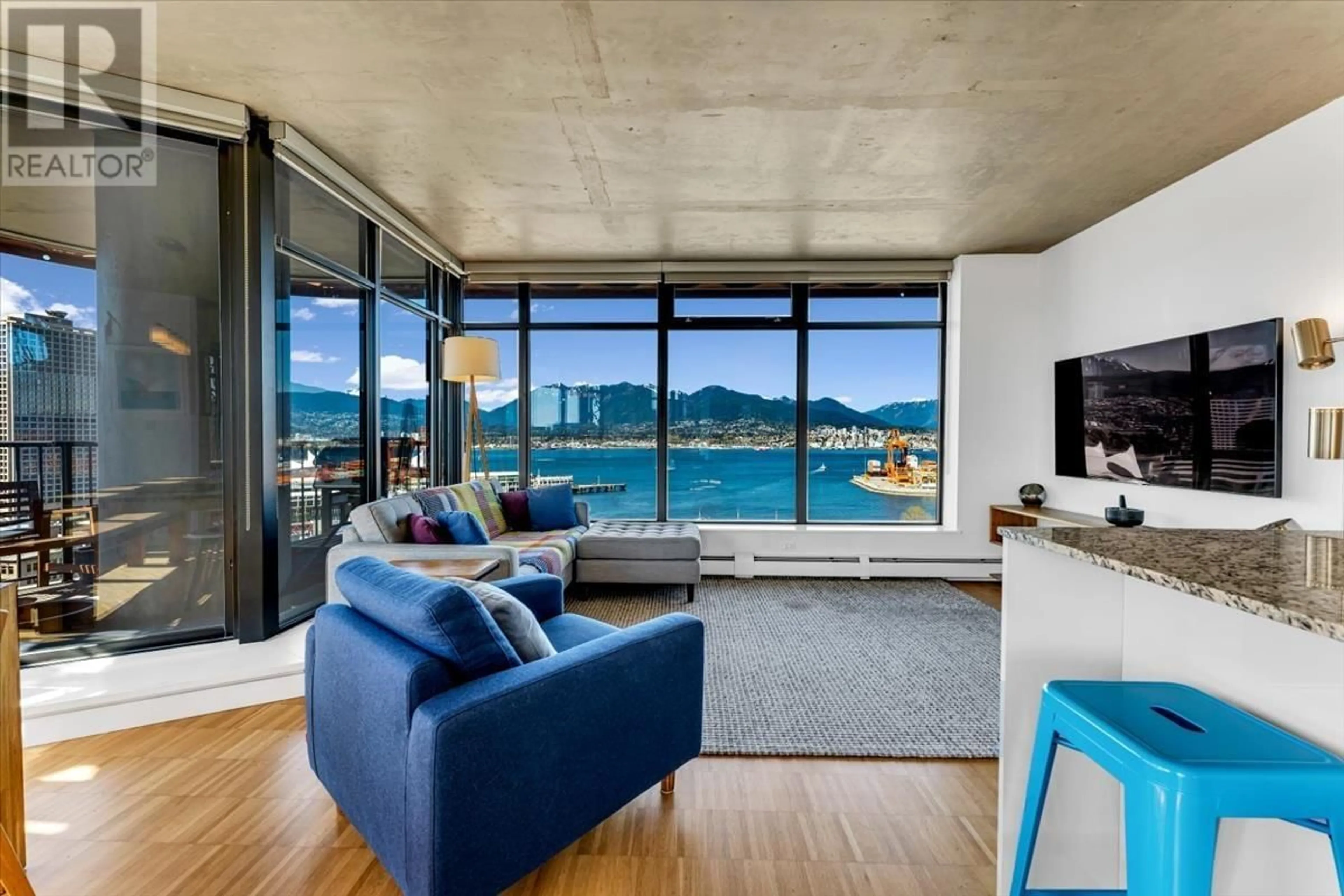 Living room with furniture, cement floor for 2510 - 128 CORDOVA STREET, Vancouver British Columbia V6B0E6