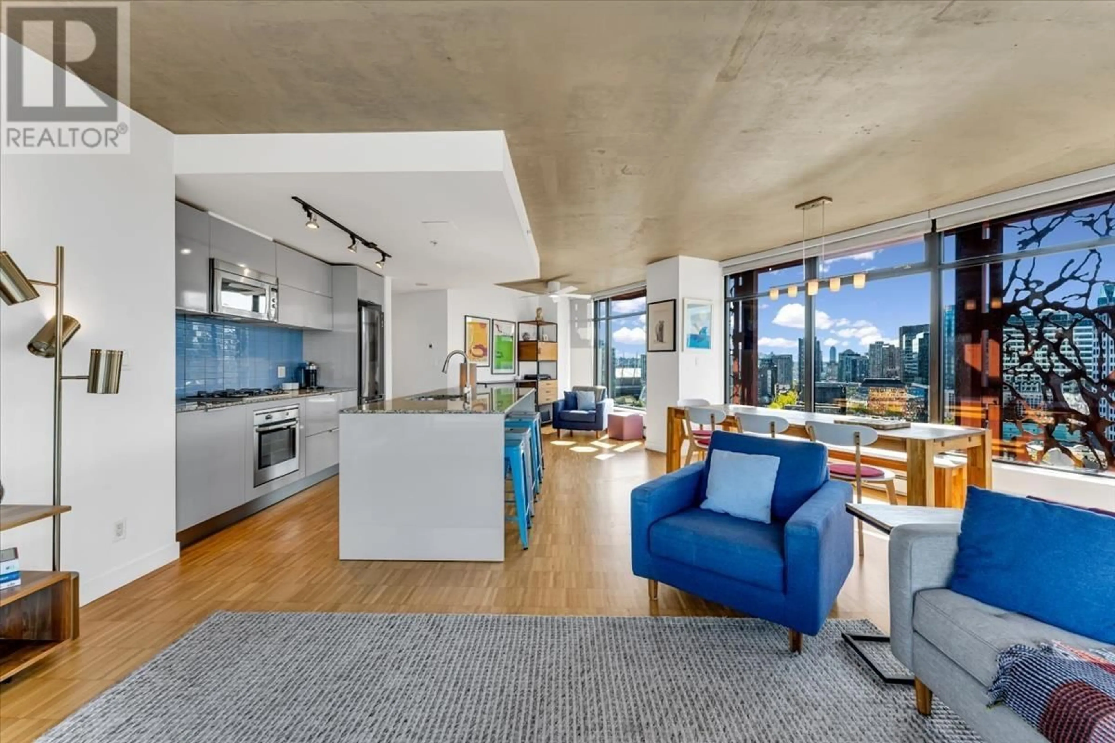 Open concept kitchen, cement floor for 2510 - 128 CORDOVA STREET, Vancouver British Columbia V6B0E6