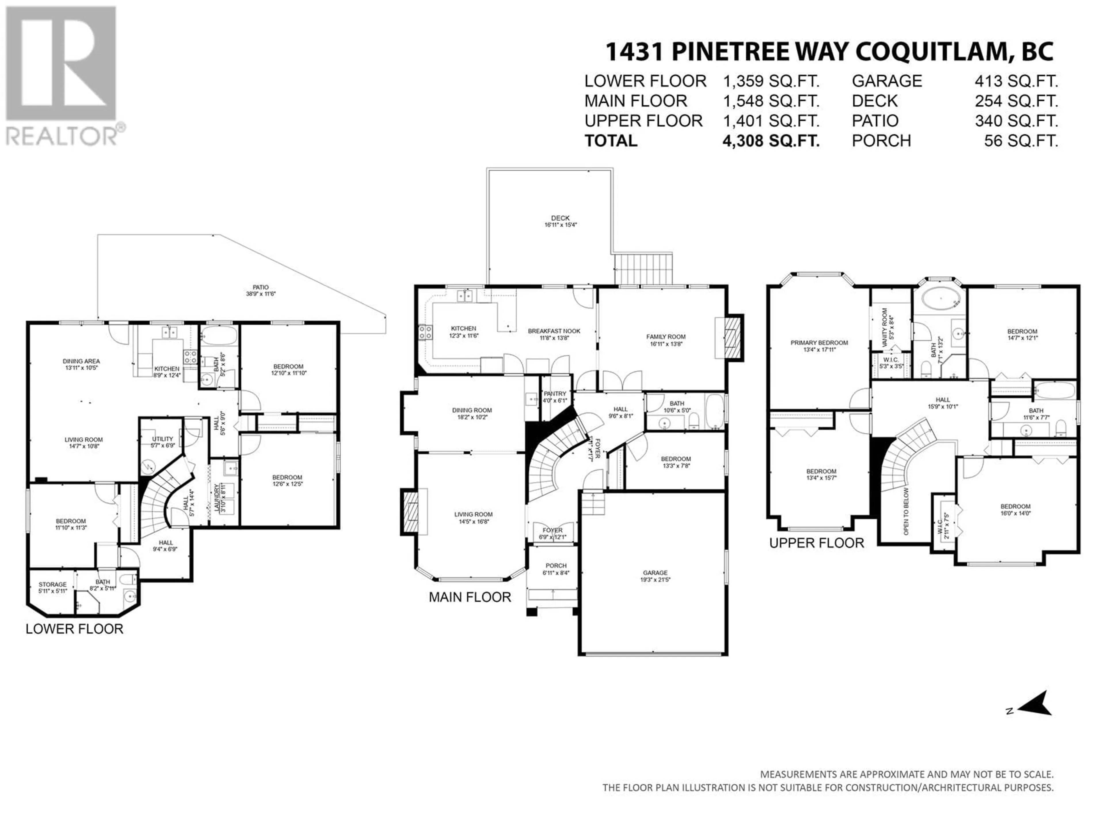 Floor plan for 1431 PINETREE WAY, Coquitlam British Columbia V3E2T6