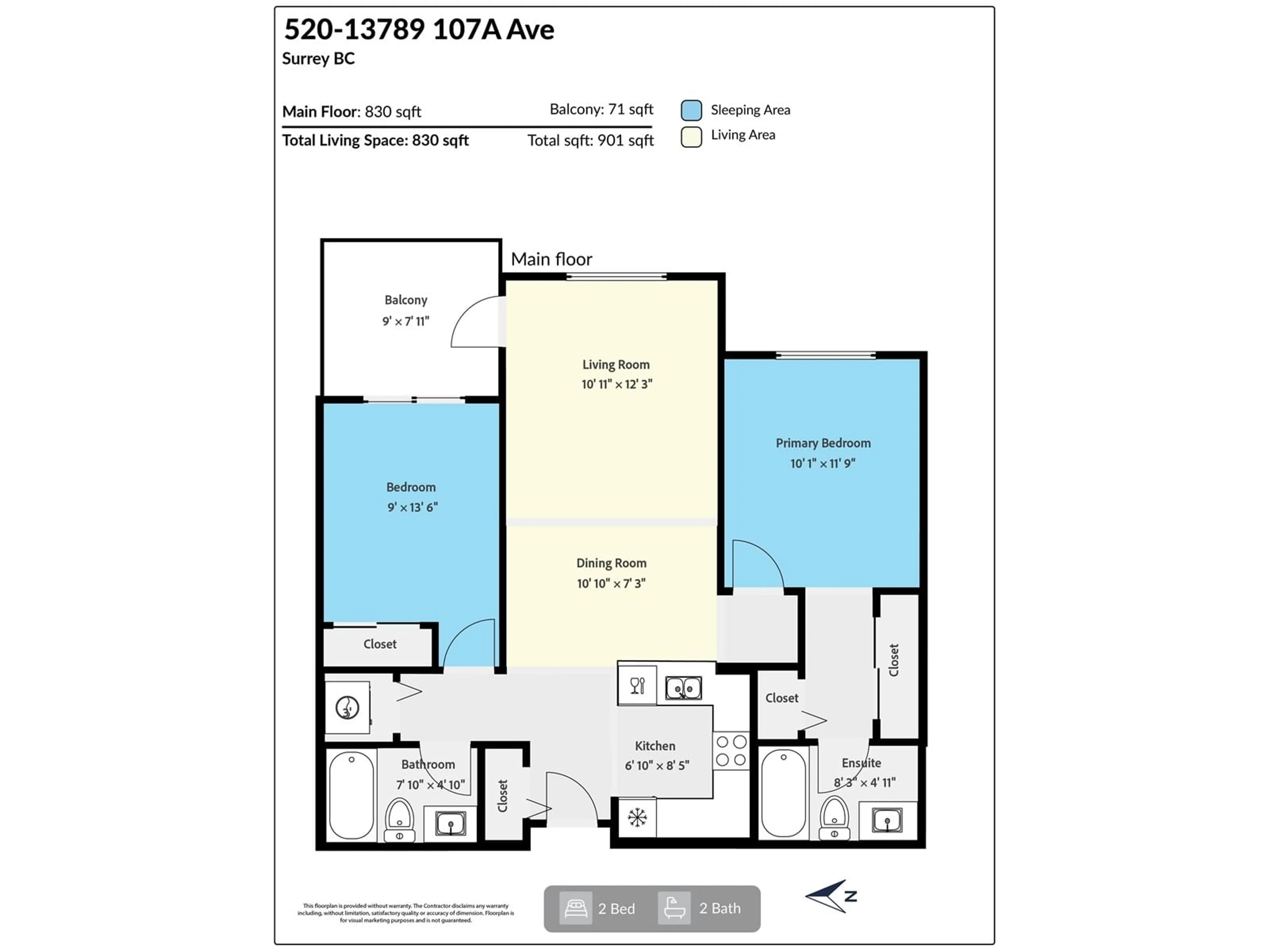 Floor plan for 520 - 13789 107A, Surrey British Columbia V3T0B8