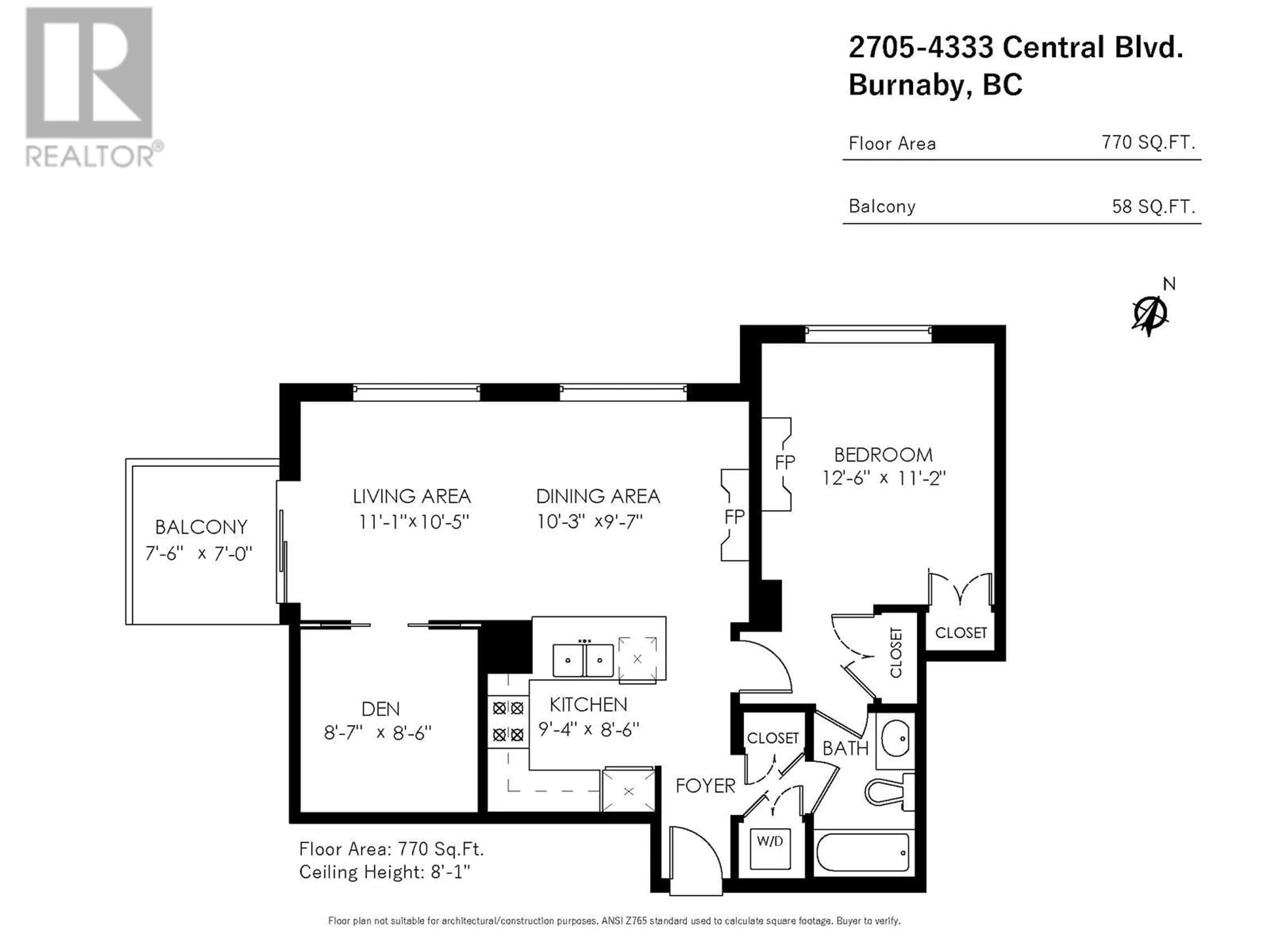 Floor plan for 2705 - 4333 CENTRAL BOULEVARD, Burnaby British Columbia V5H4W8