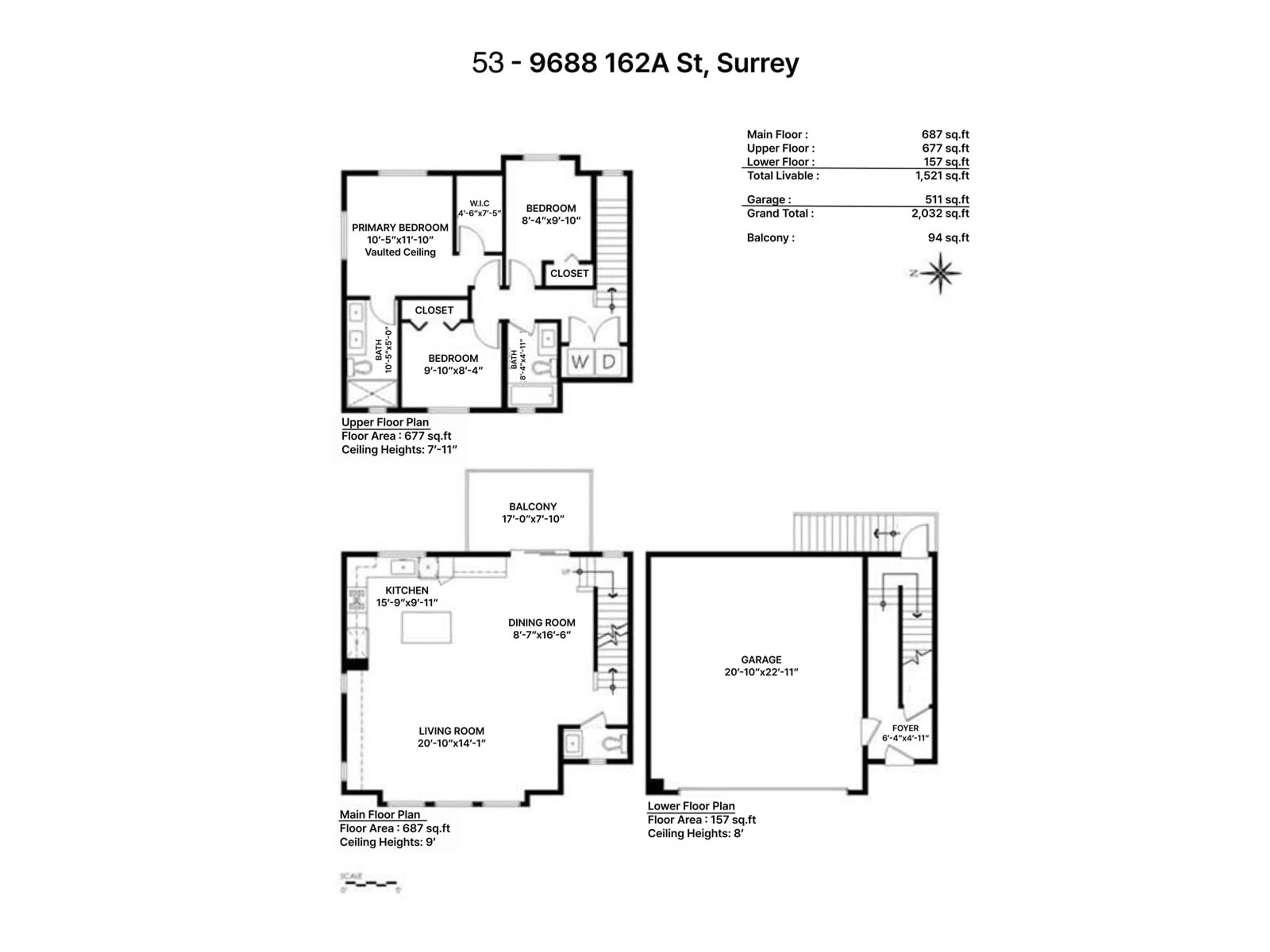 Floor plan for 53 - 9688 162A, Surrey British Columbia V4N6V3