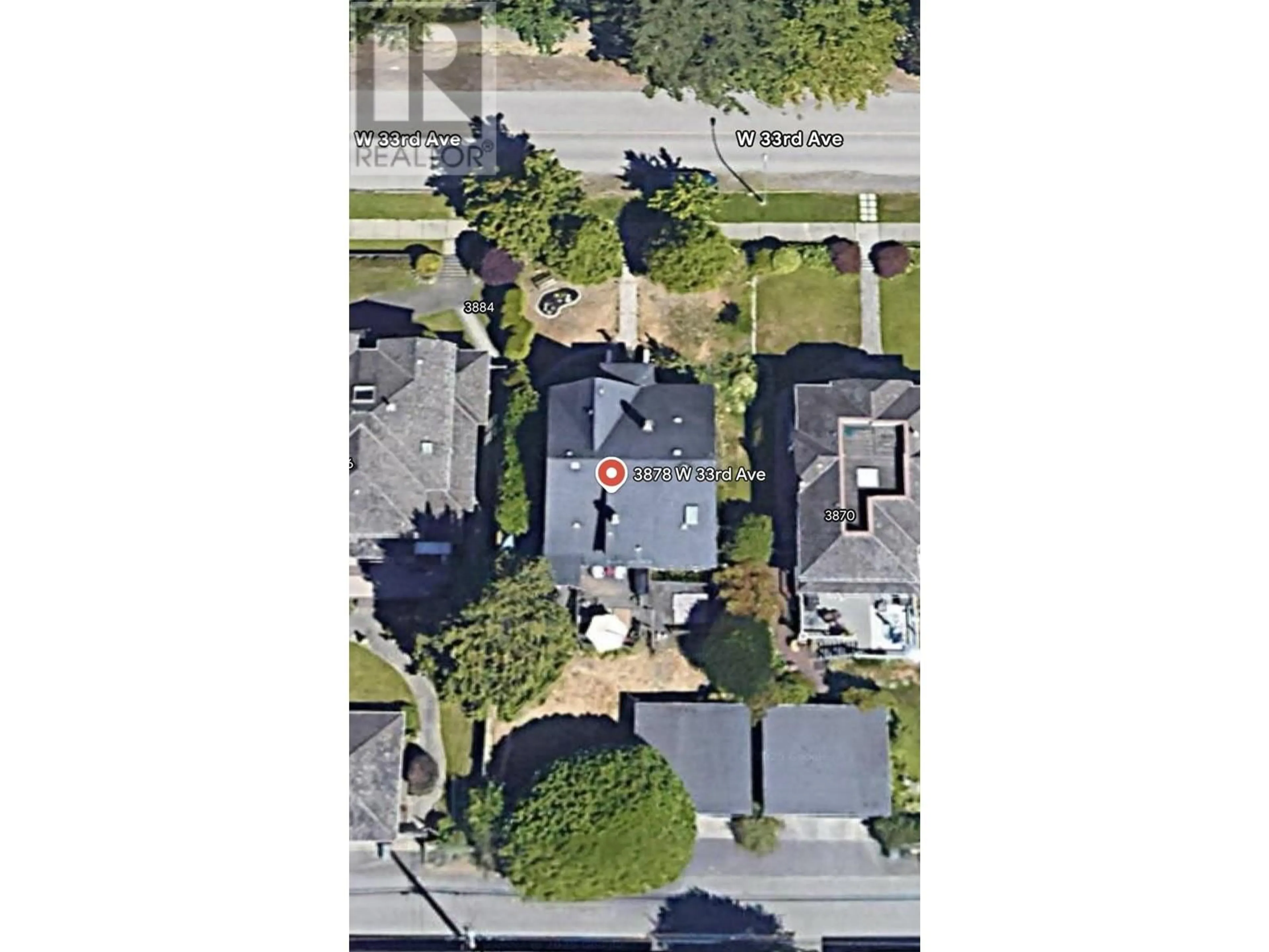 A pic from outside/outdoor area/front of a property/back of a property/a pic from drone, street for 3878 33RD AVENUE, Vancouver British Columbia V6N2H6
