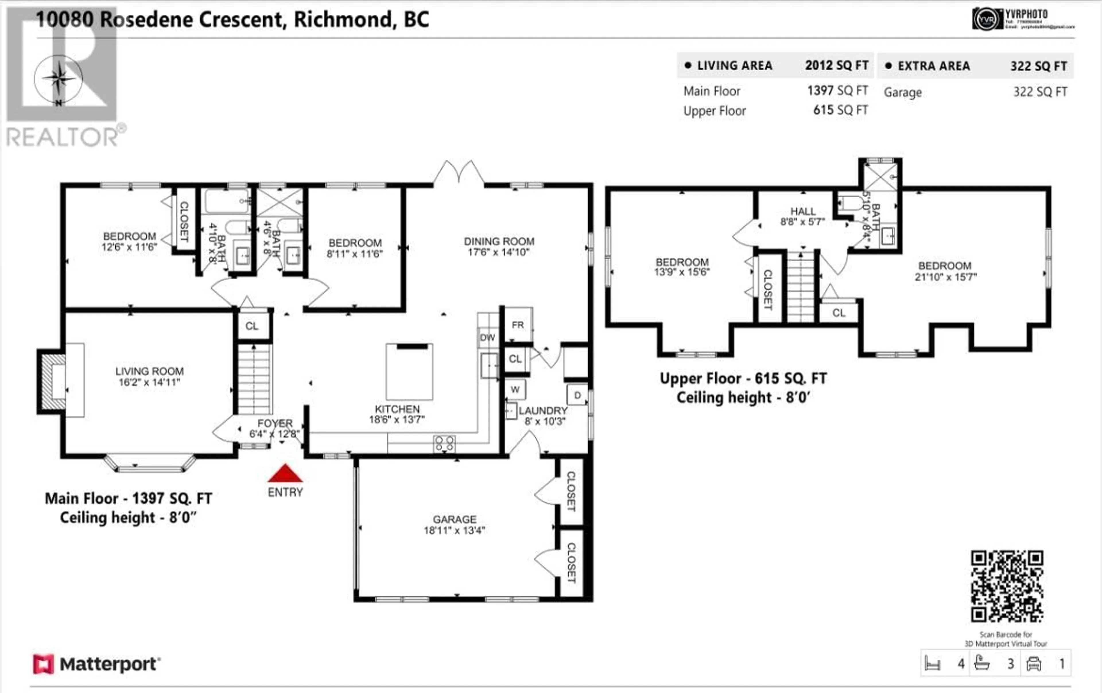 Floor plan for 10080 ROSEDENE CRESCENT, Richmond British Columbia V7A2P7