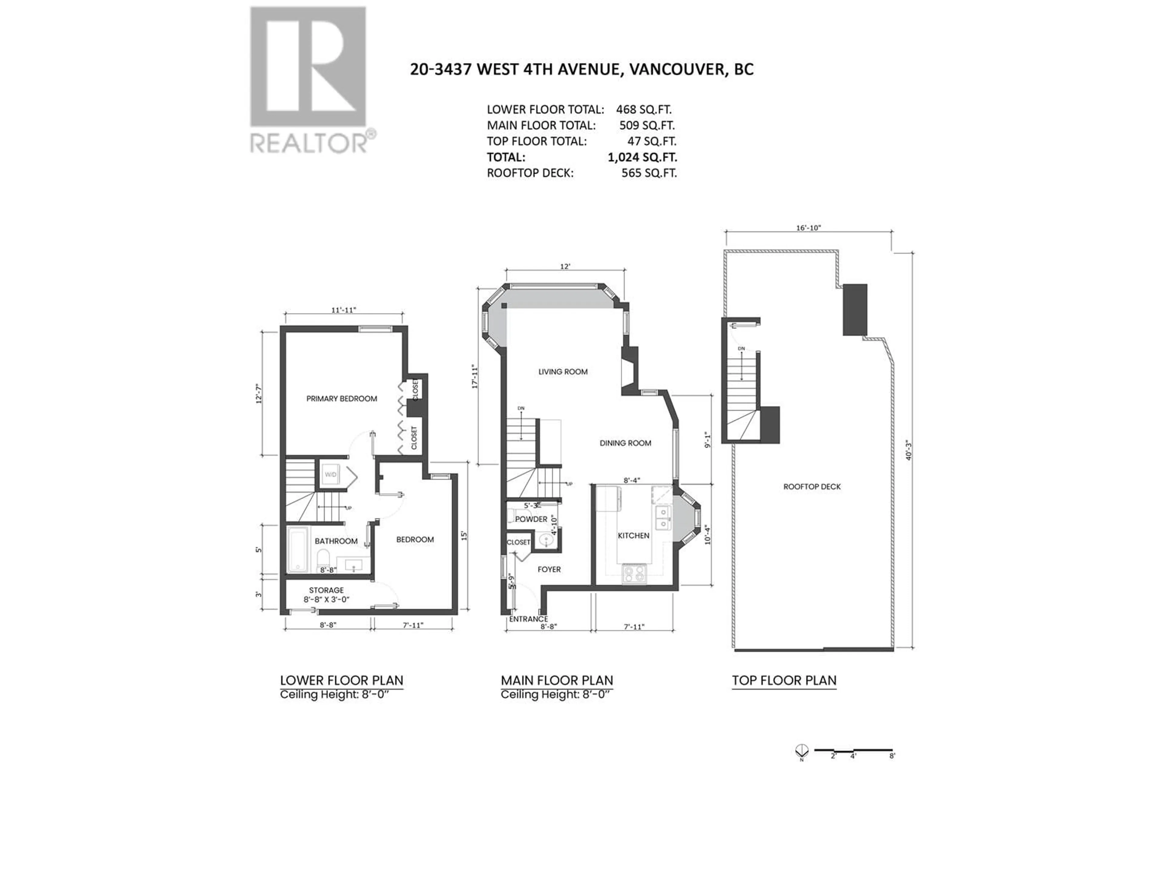 Floor plan for 20 - 3437 4TH AVENUE, Vancouver British Columbia V6R1N7