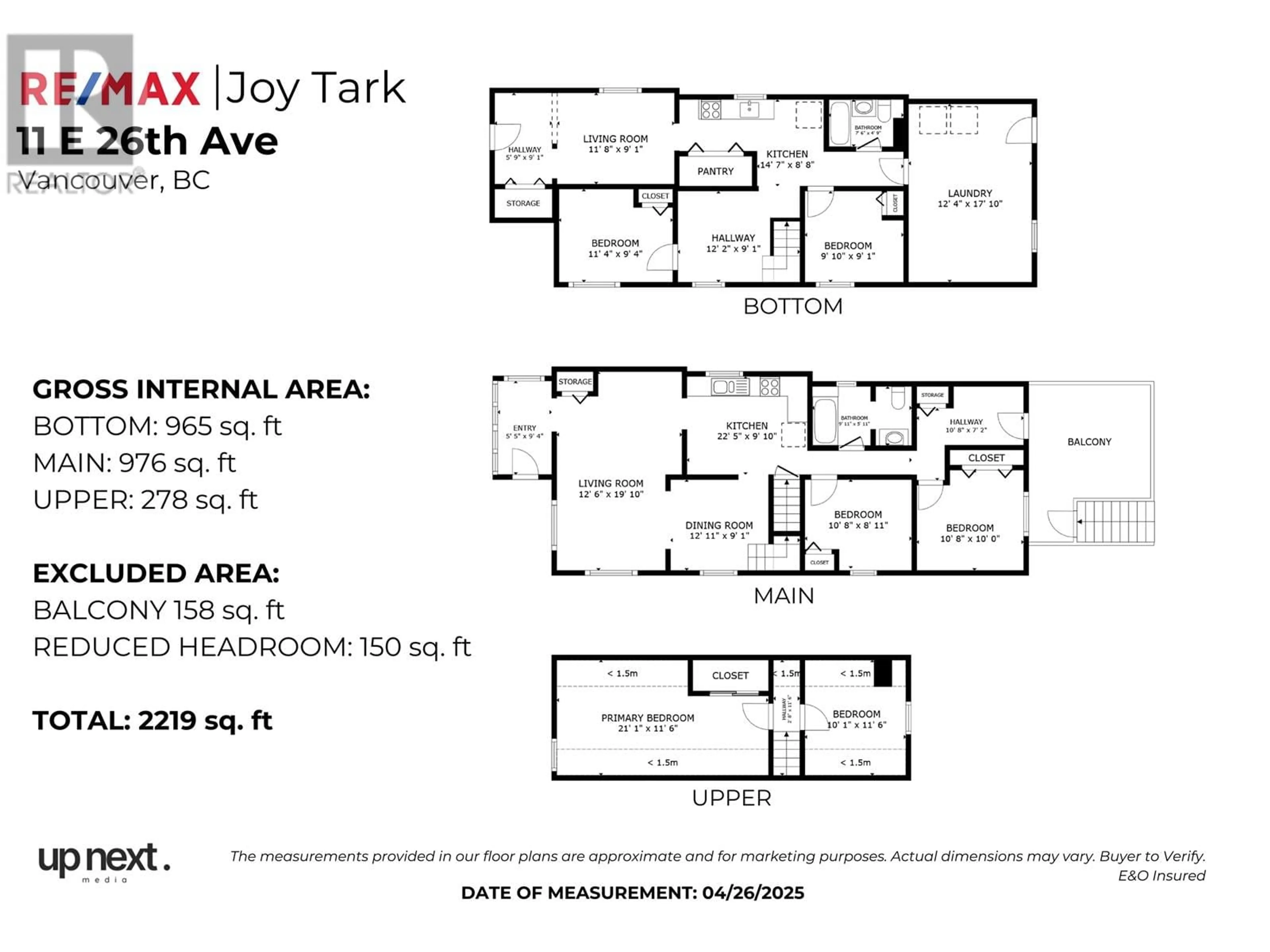 Floor plan for 19 26TH AVENUE, Vancouver British Columbia V5V2G6