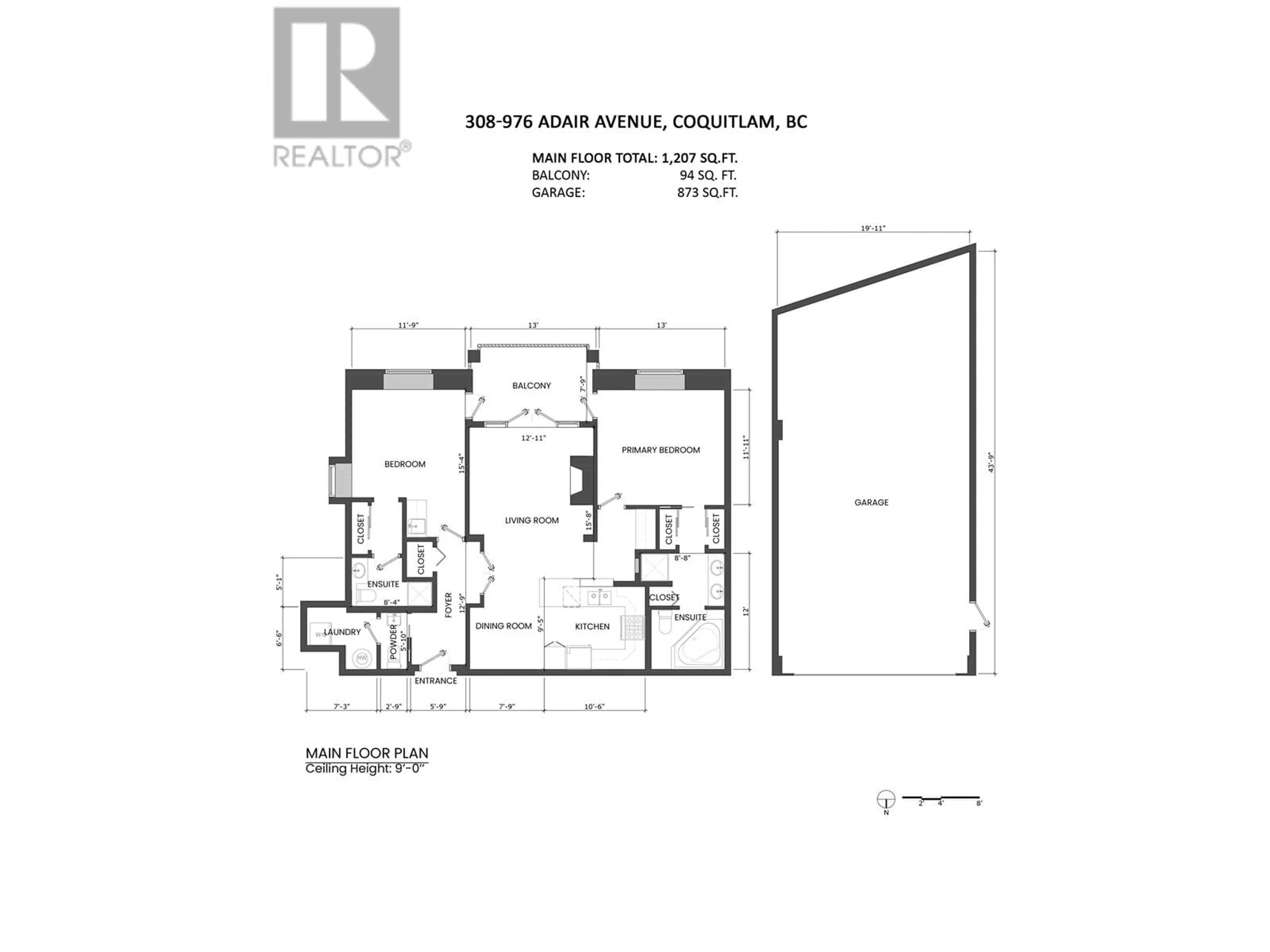 Floor plan for 308 - 976 ADAIR AVENUE, Coquitlam British Columbia V3K3V2