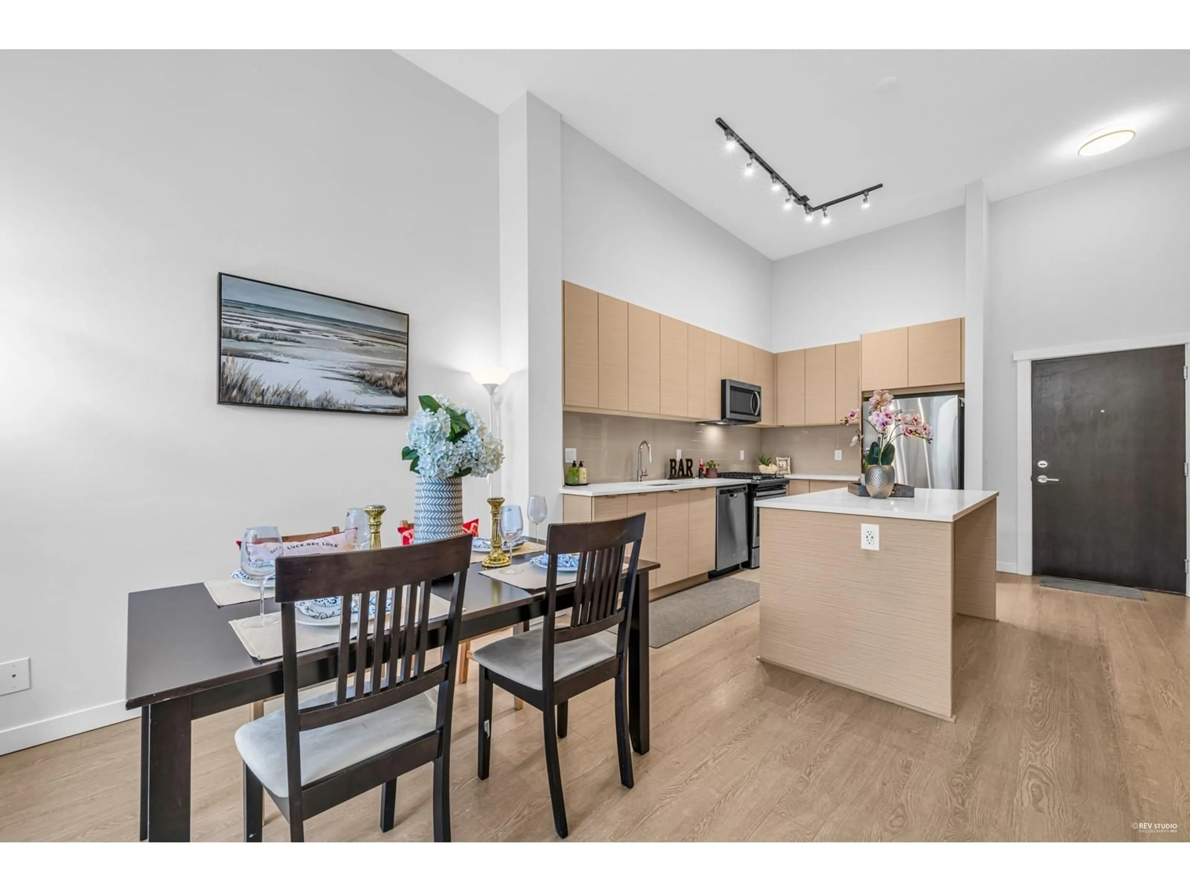 Open concept kitchen, wood/laminate floor for A413 - 8150 207, Langley British Columbia V2Y4J2