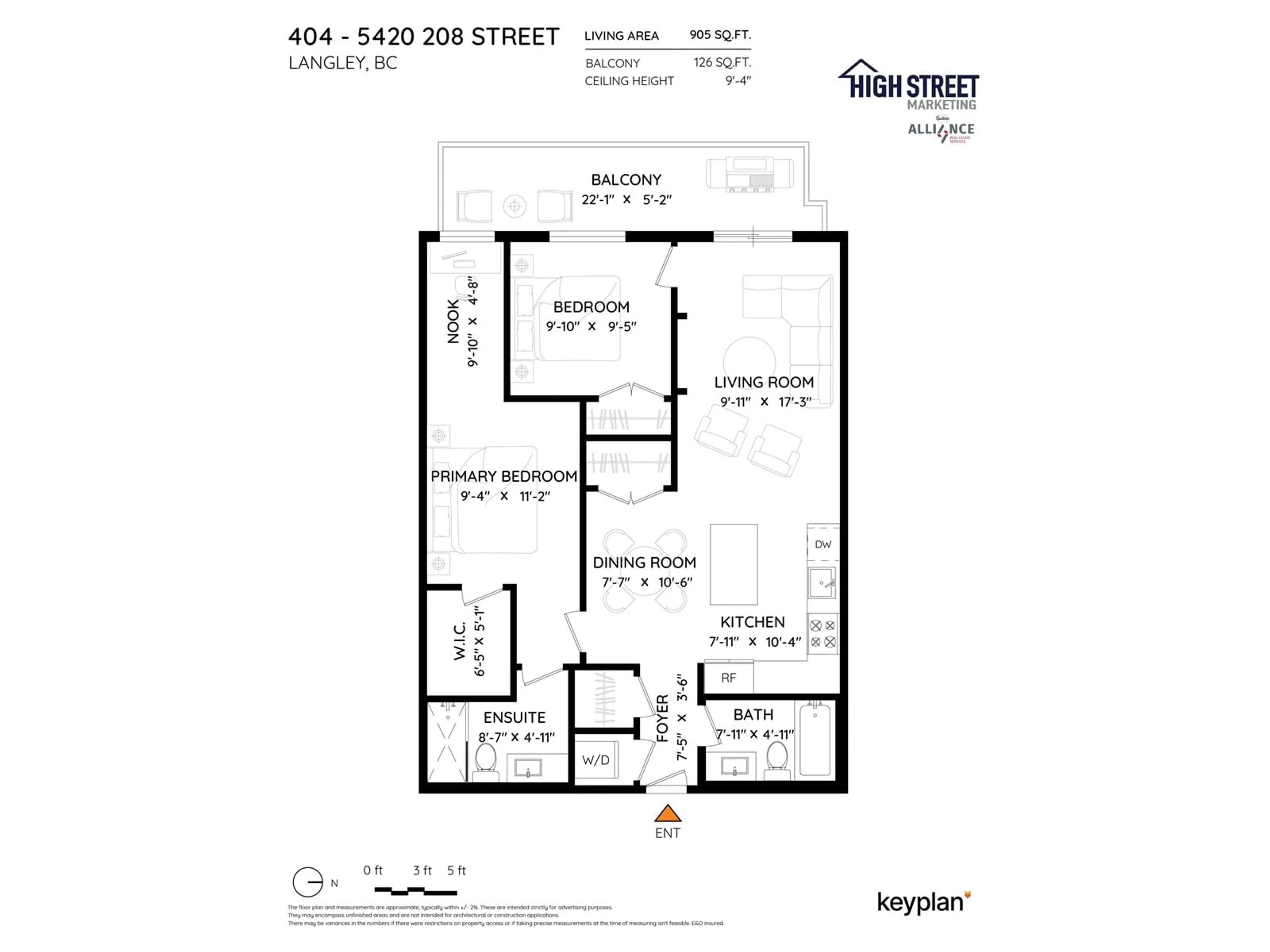 Floor plan for 404 - 5420 208, Langley British Columbia V3A2J9