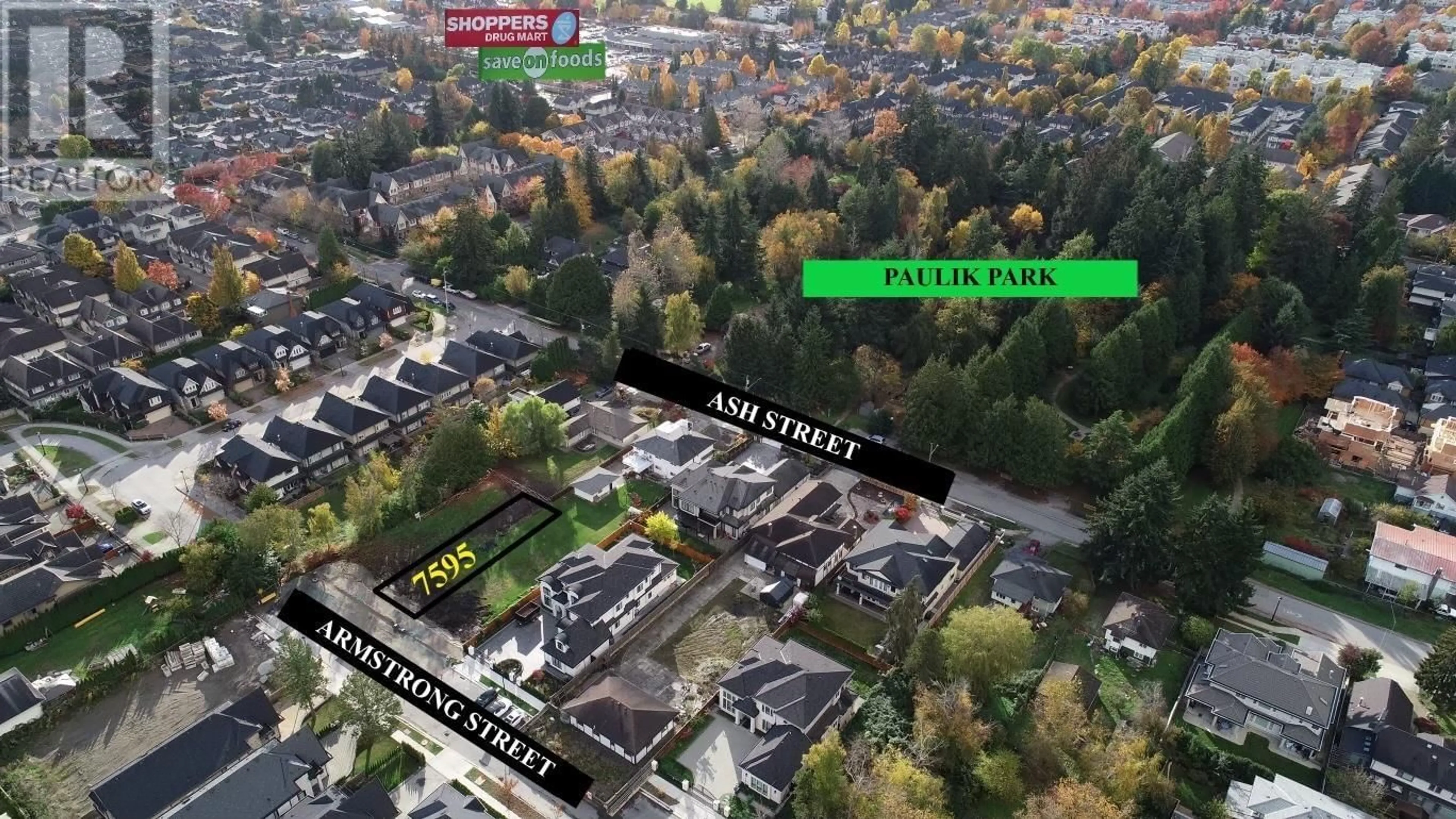 A pic from outside/outdoor area/front of a property/back of a property/a pic from drone, street for 7595 ARMSTRONG STREET, Richmond British Columbia V0V0V0