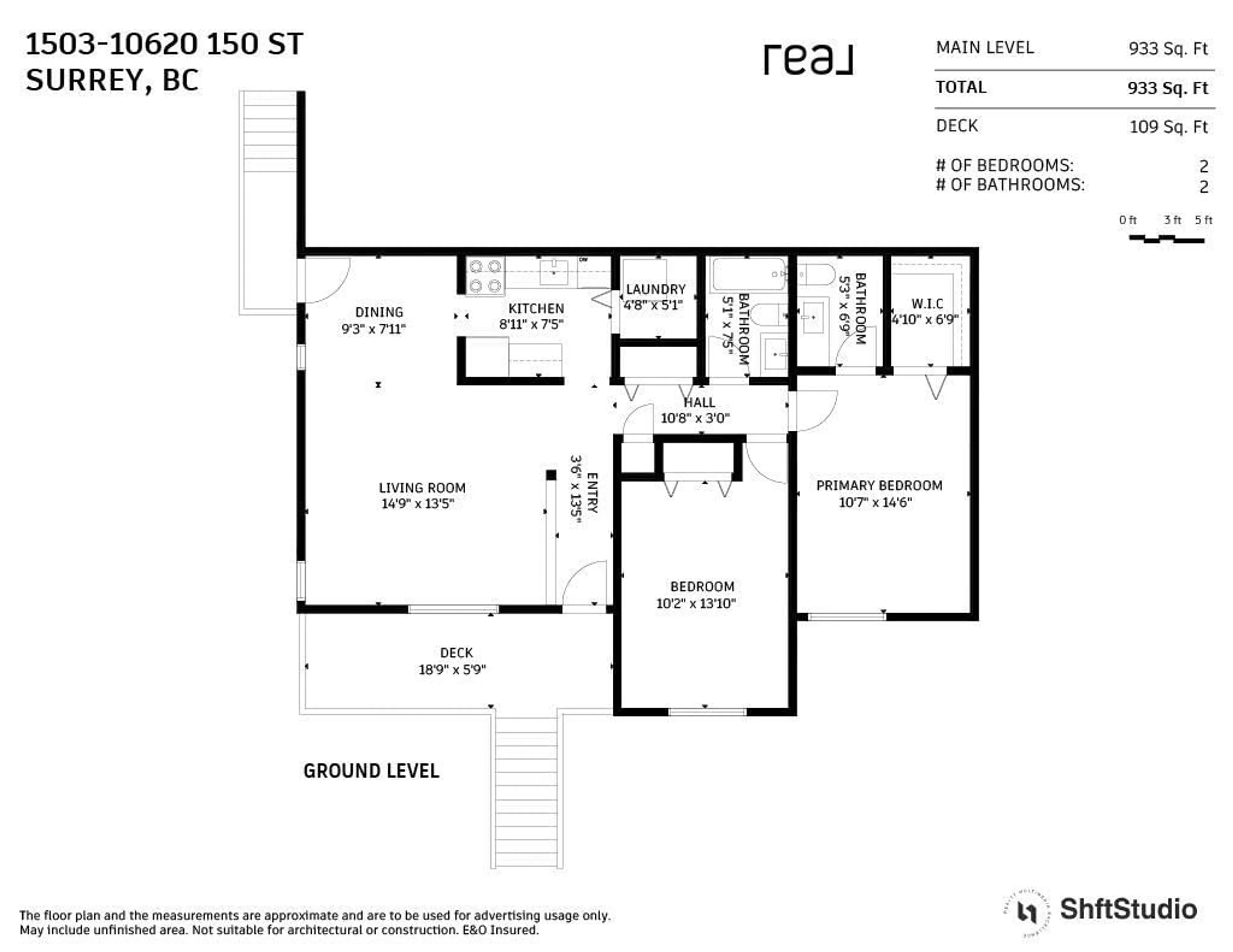 Floor plan for 1503 - 10620 150, Surrey British Columbia V3R7K2