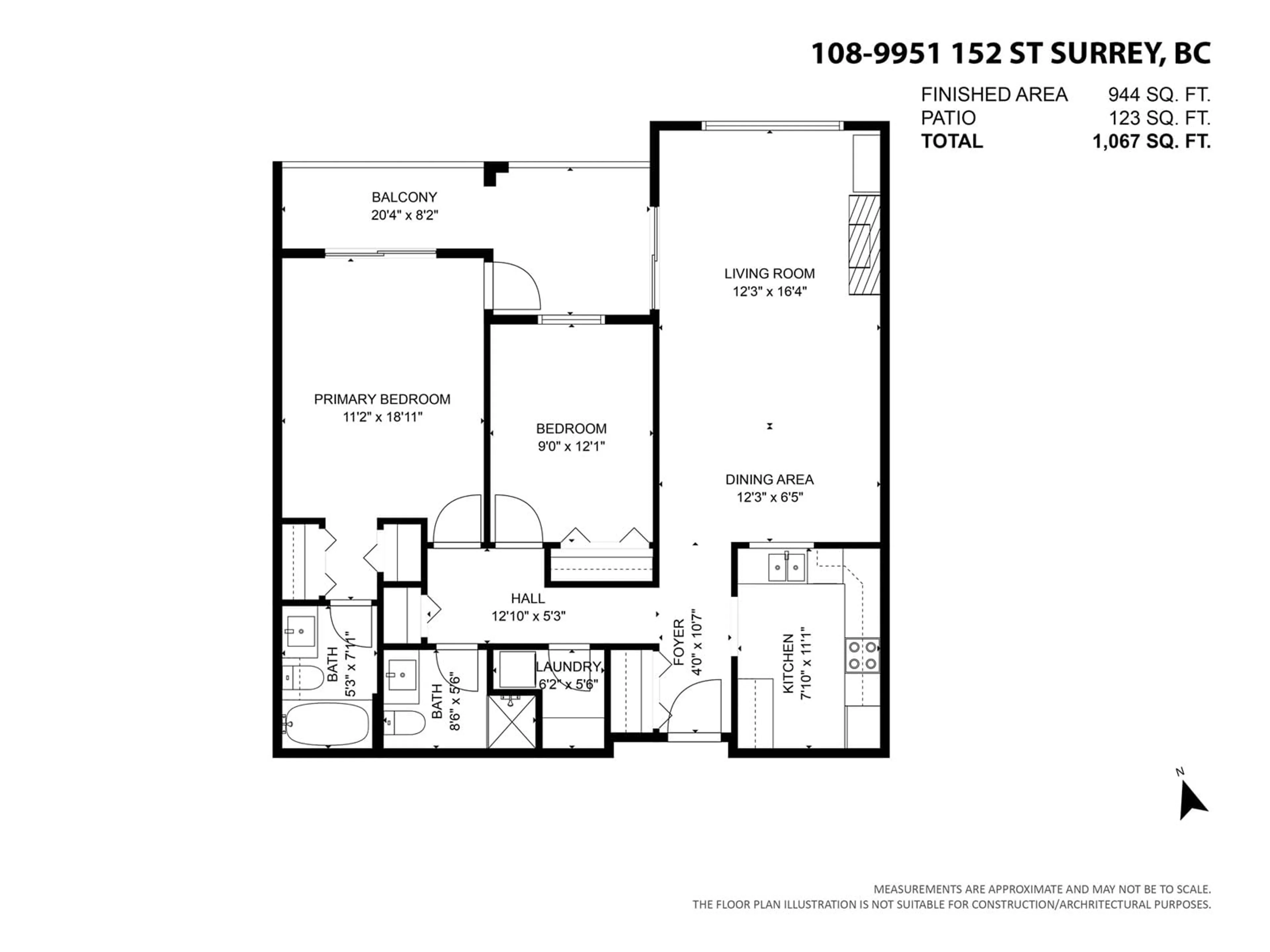 Floor plan for 108 - 9951 152, Surrey British Columbia V3R4G5