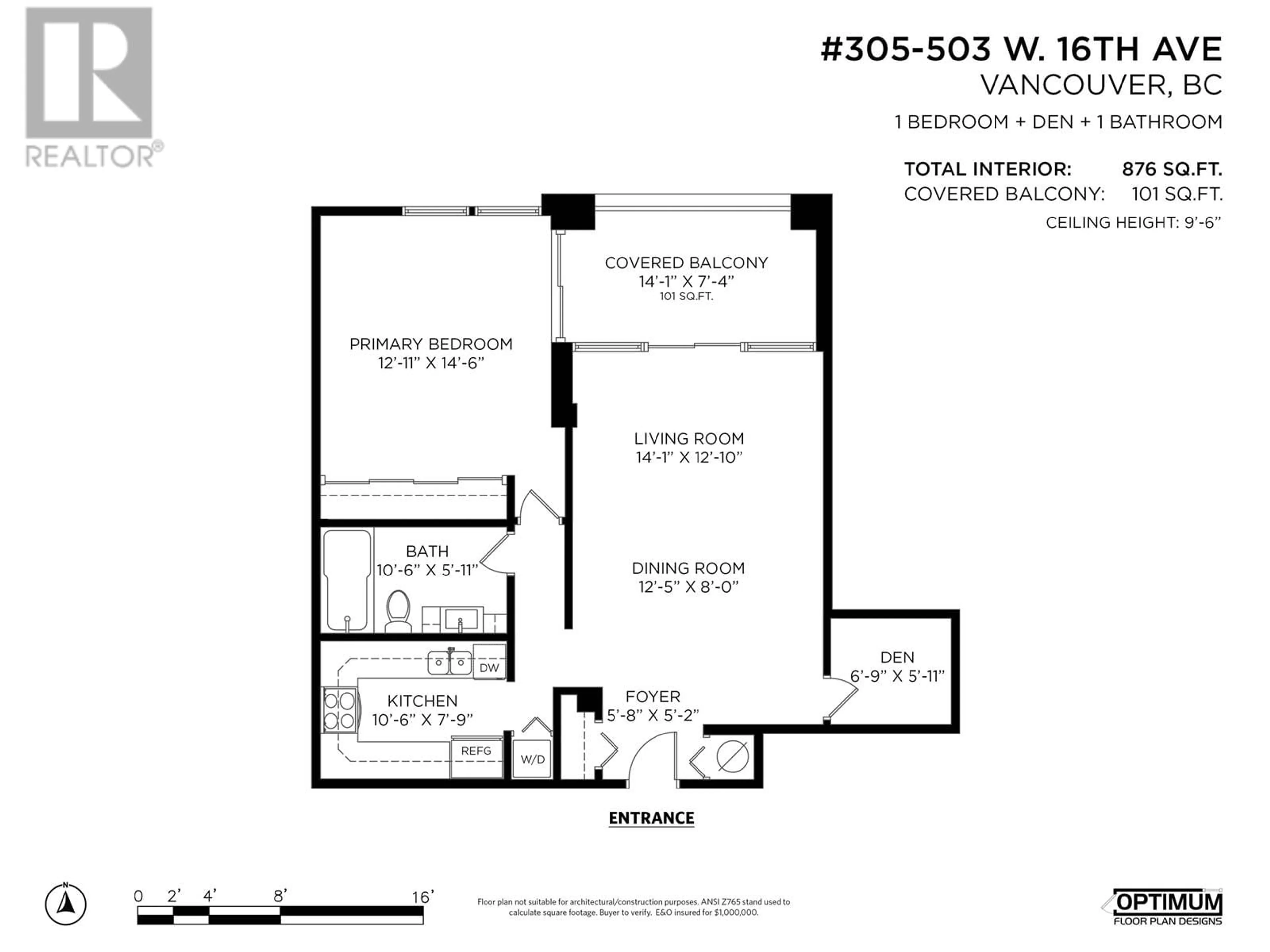 Floor plan for 305 - 503 16TH AVENUE, Vancouver British Columbia V5Z4N3