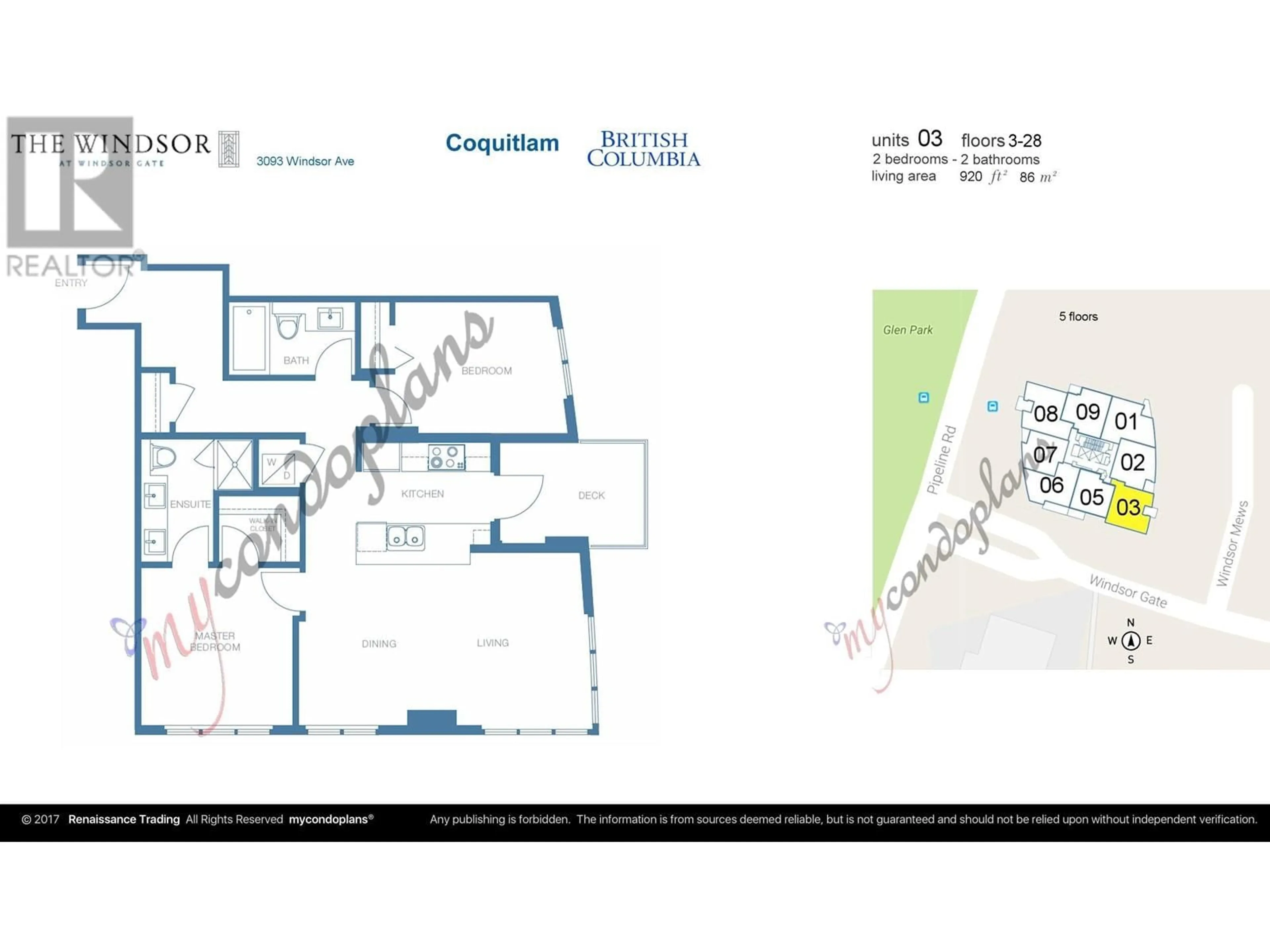 Floor plan for 703 - 3093 WINDSOR GATE, Coquitlam British Columbia V3B0N2