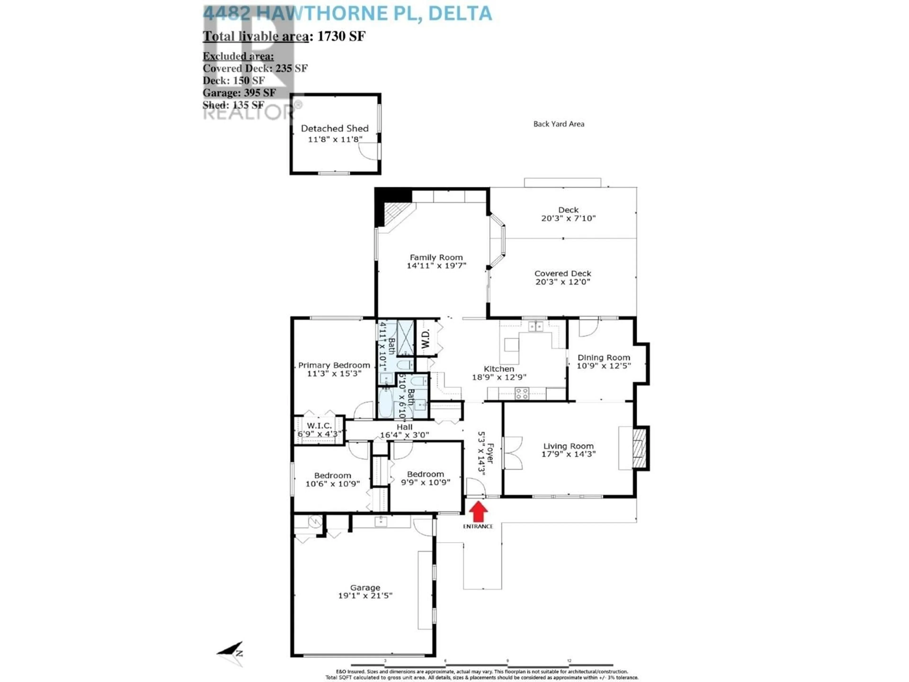 Floor plan for 4482 HAWTHORNE PLACE, Delta British Columbia V4K3W9