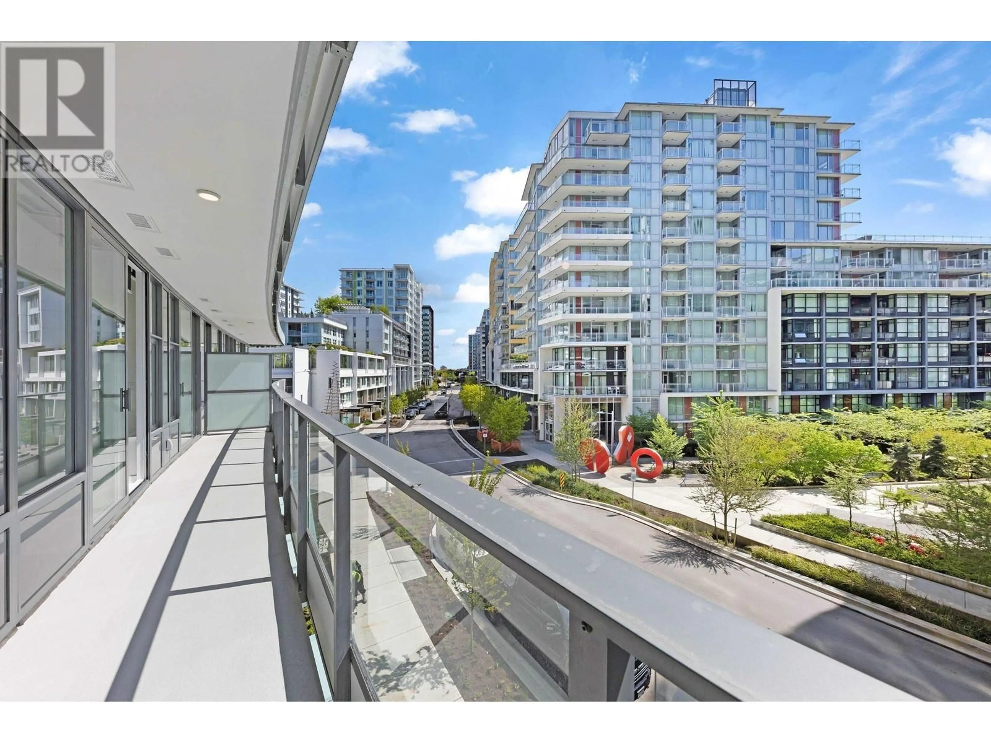 Balcony in the apartment, city buildings view from balcony for 382 - 8671 HAZELBRIDGE WAY, Richmond British Columbia V6X0W9