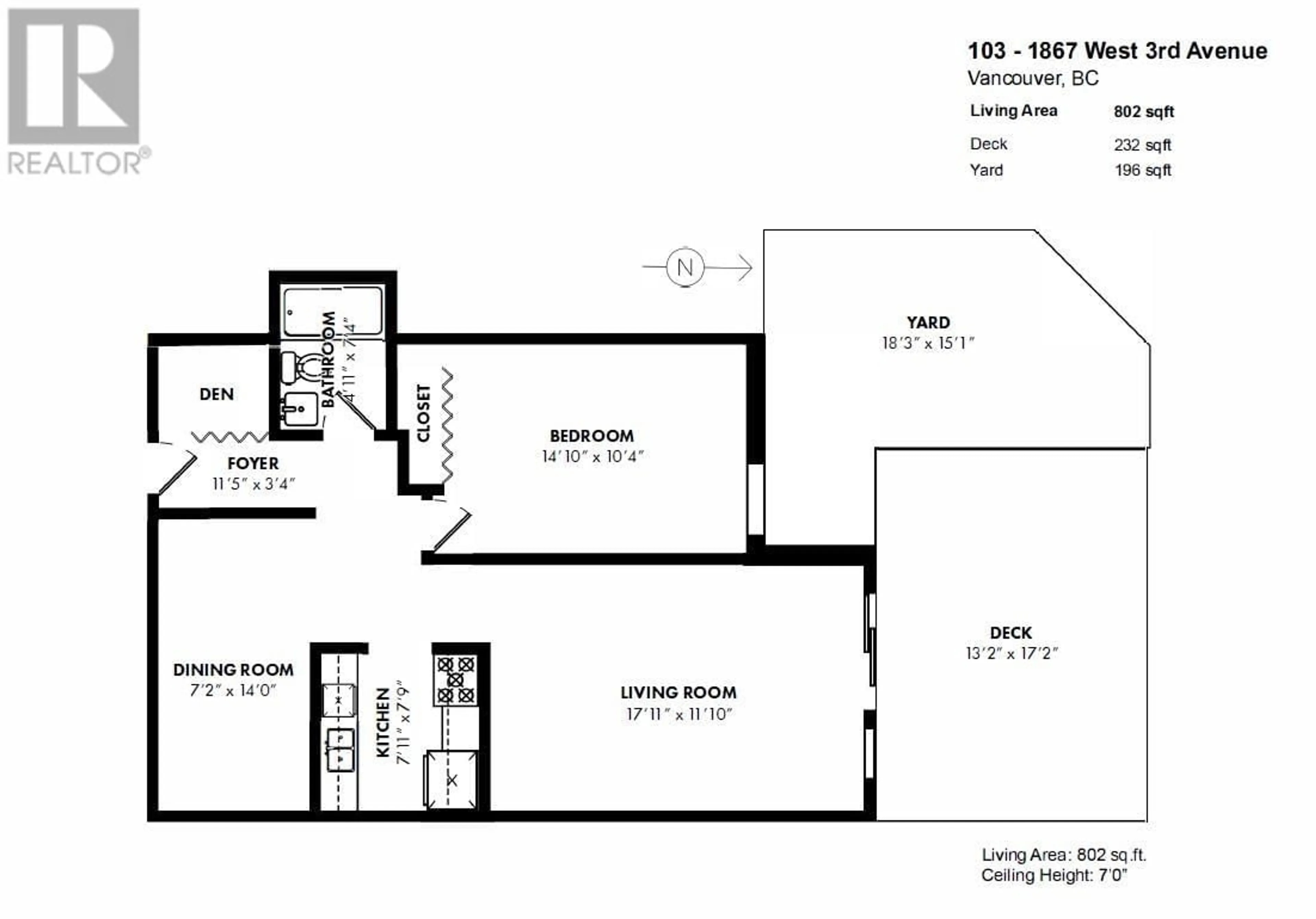 Floor plan for 103 - 1867 3RD AVENUE, Vancouver British Columbia V6J1K9