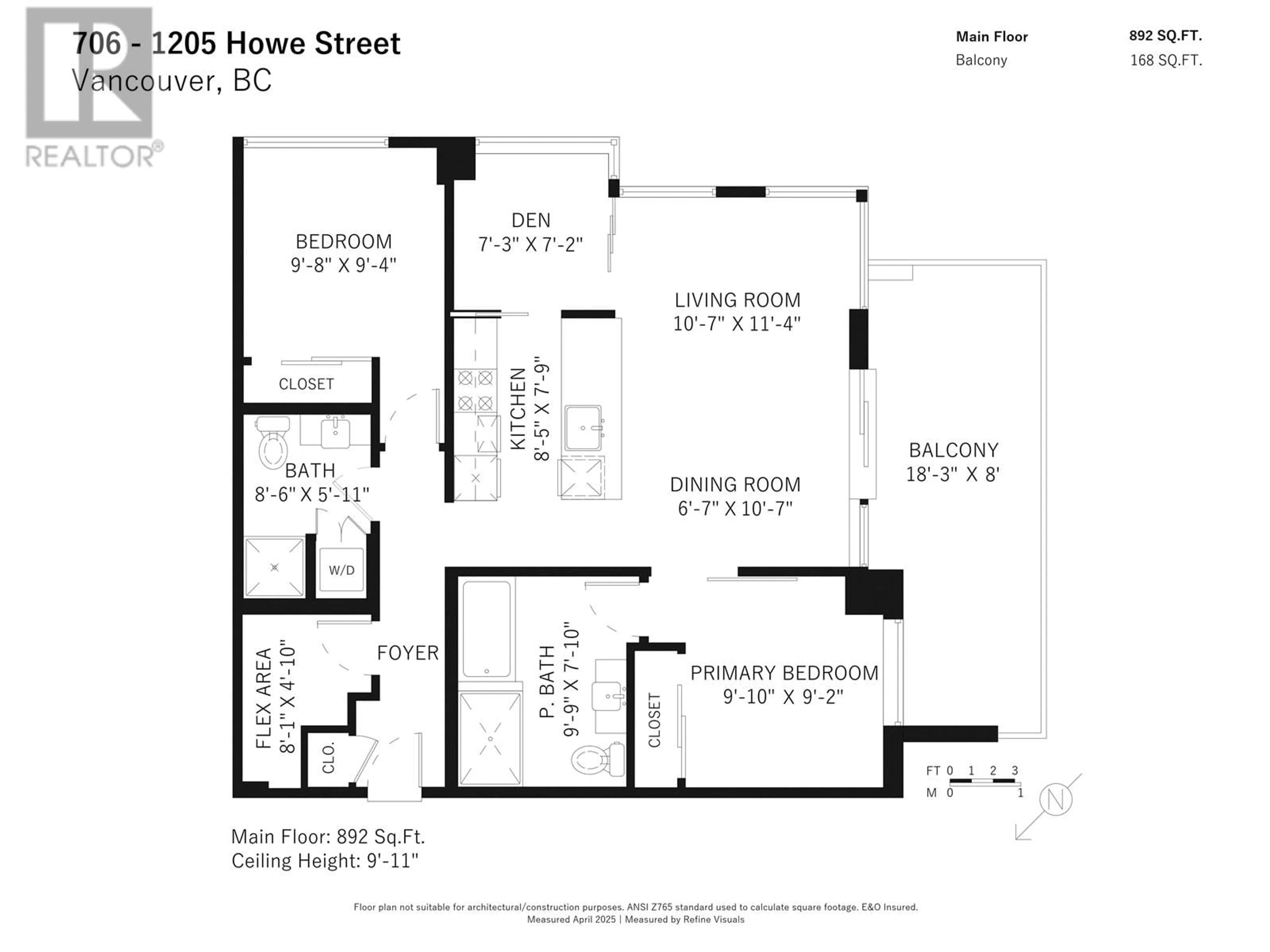 Floor plan for 706 - 1205 HOWE STREET, Vancouver British Columbia V6Z0B2