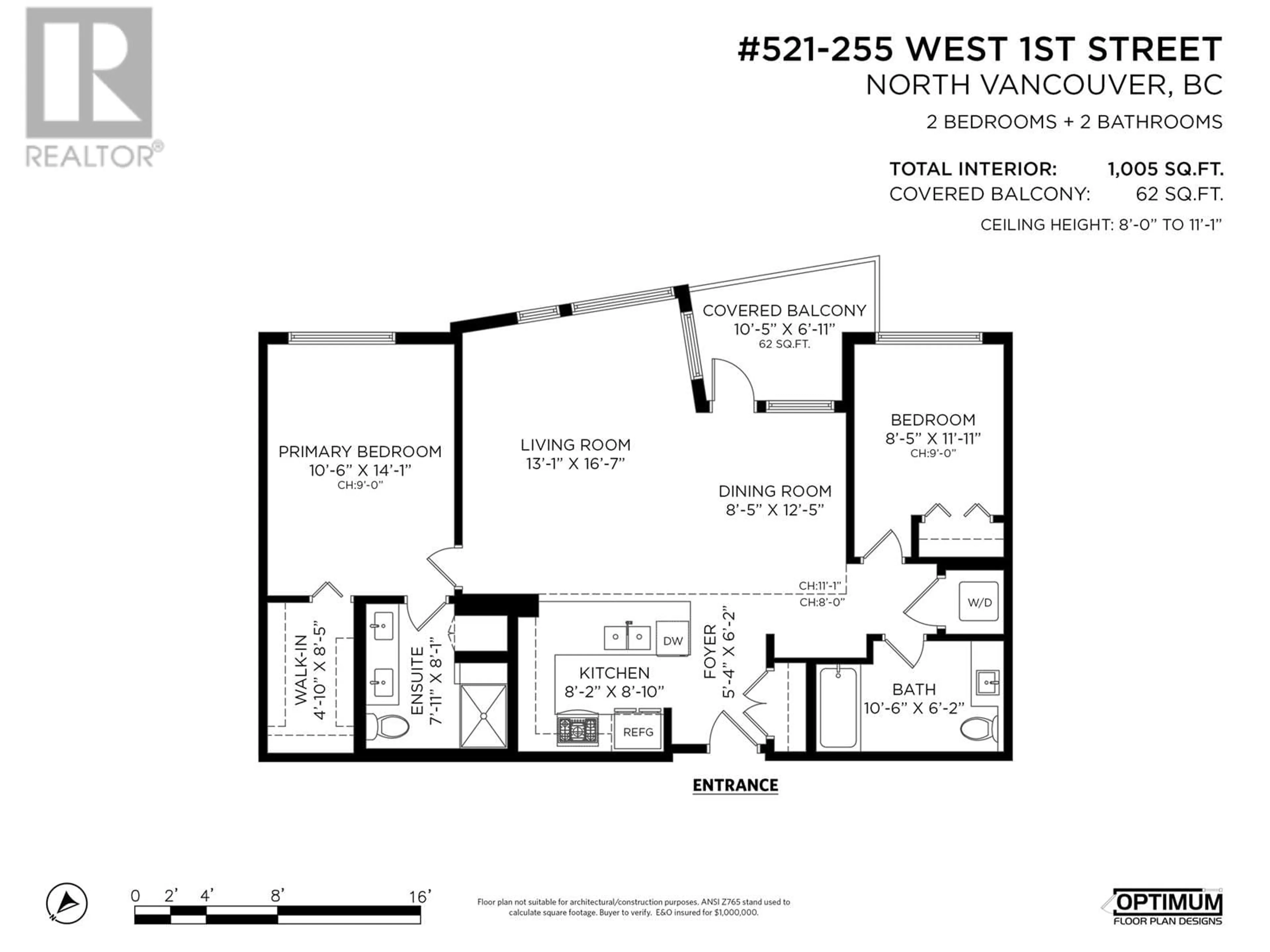 Floor plan for 521 - 255 1ST STREET, North Vancouver British Columbia V7M3G8