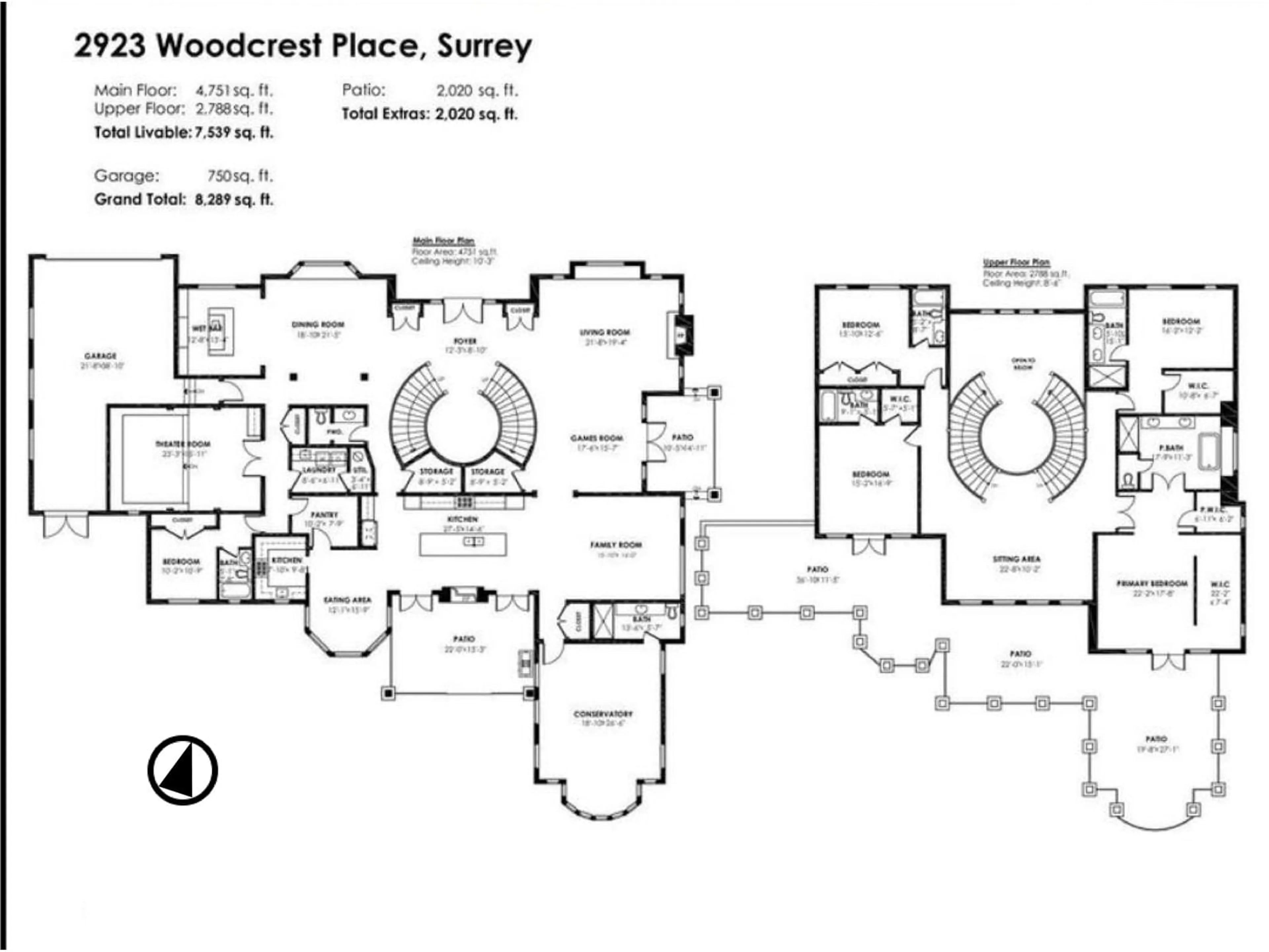 Floor plan for 2923 WOODCREST, Surrey British Columbia V4P2K8