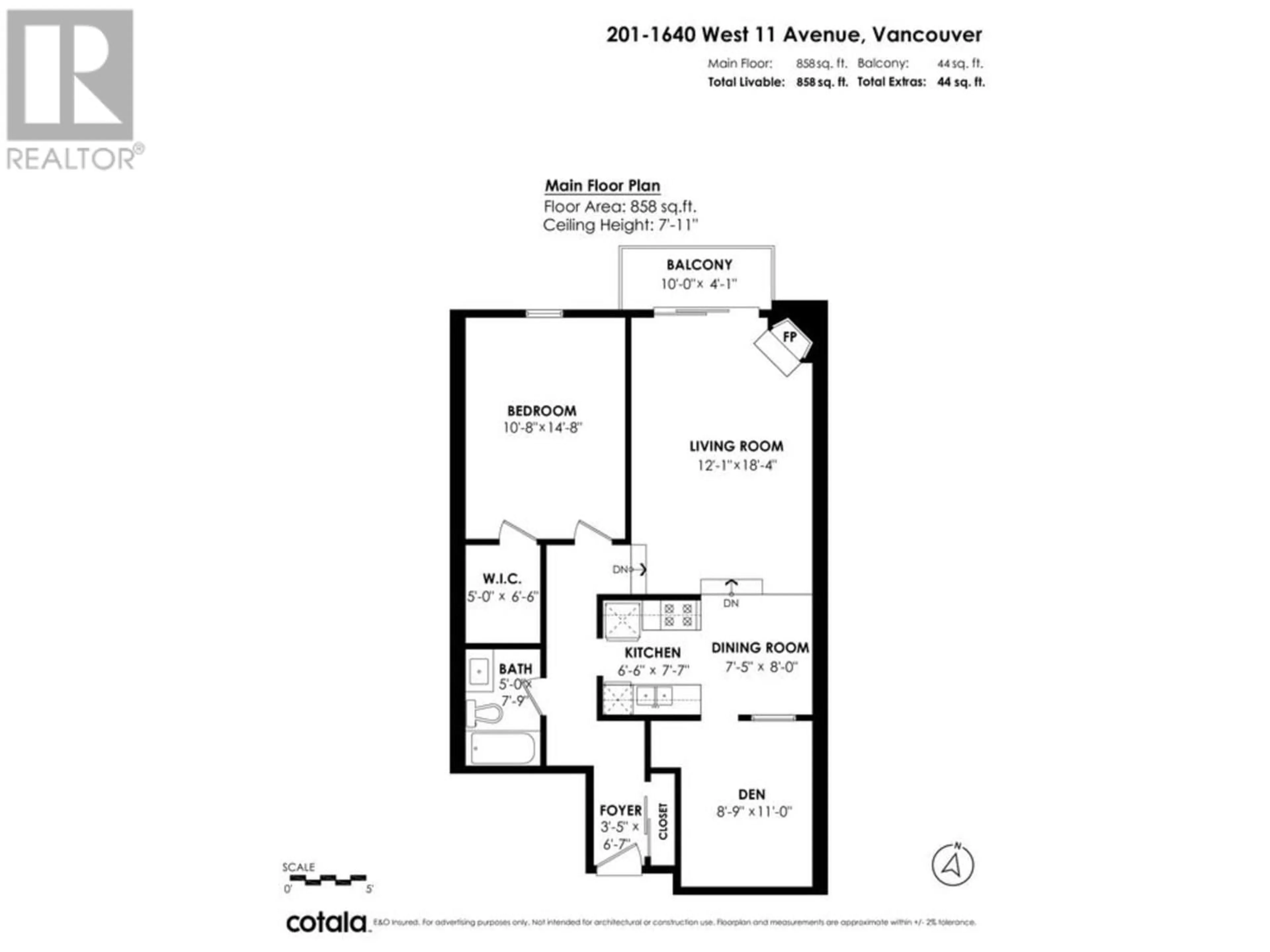 Floor plan for 201 - 1640 11TH AVENUE, Vancouver British Columbia V6J2B9
