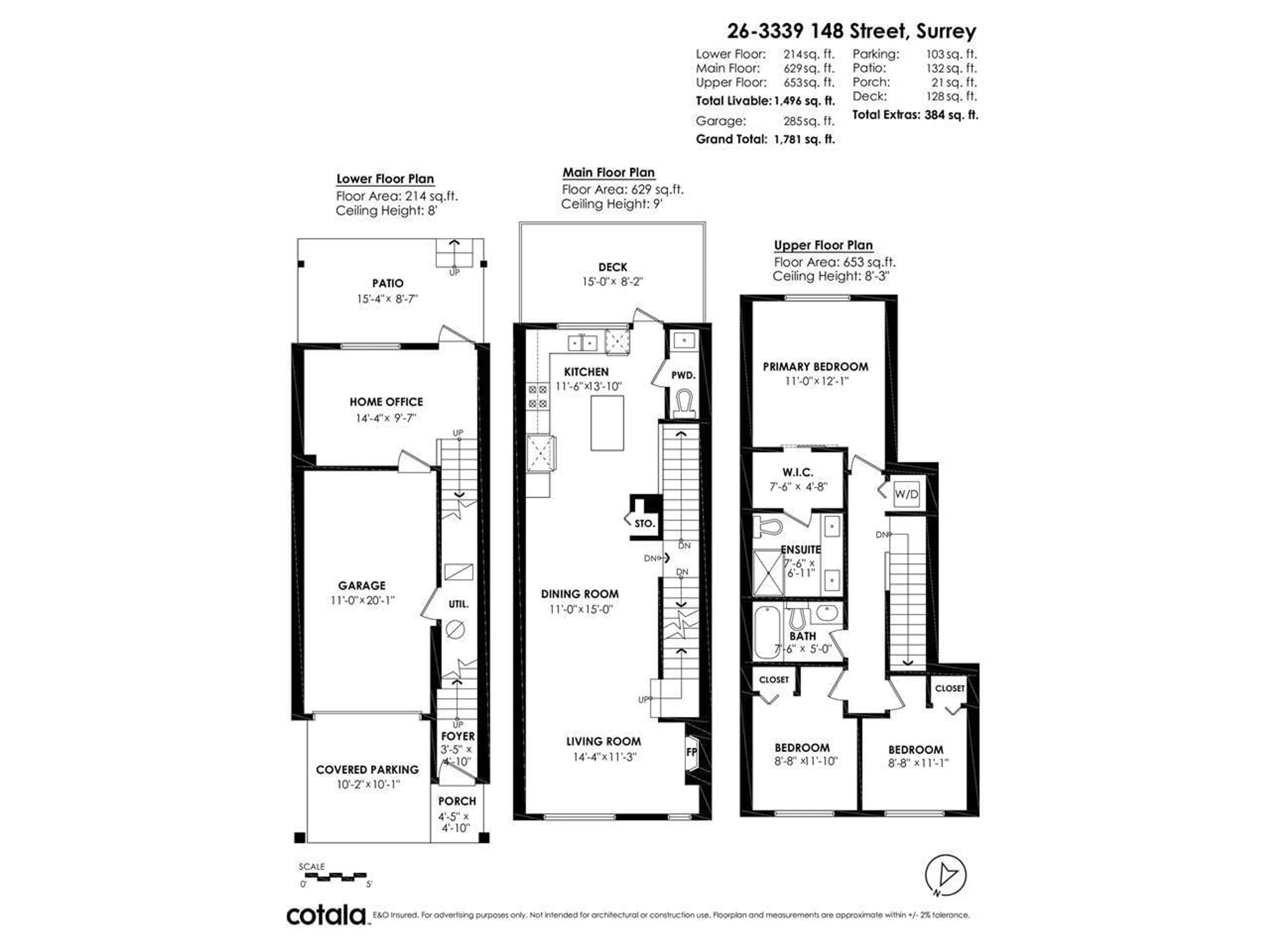 Floor plan for 26 - 3339 148, Surrey British Columbia V4P0G6