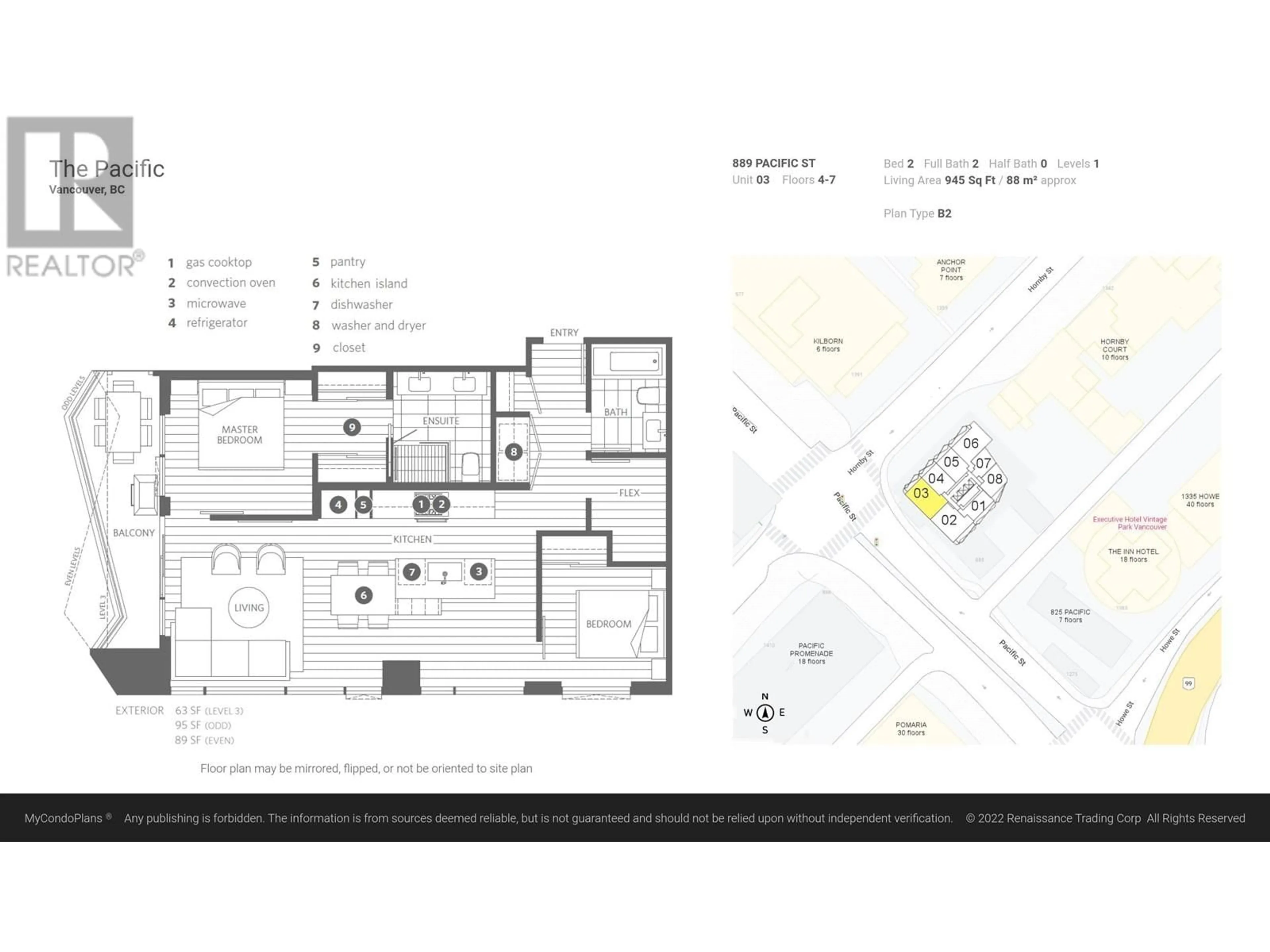 Floor plan for 403 - 889 PACIFIC STREET, Vancouver British Columbia V6Z1C3