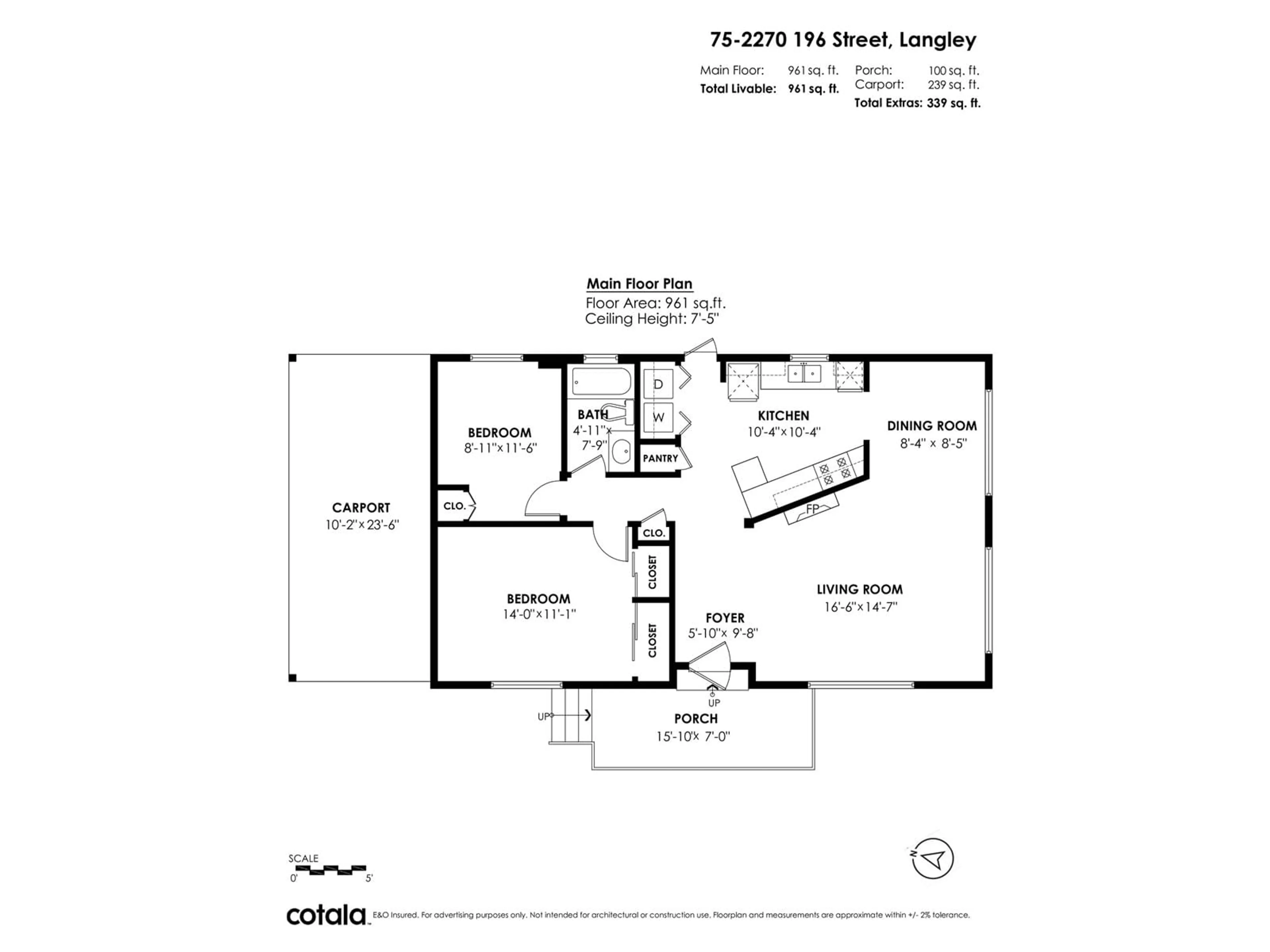 Floor plan for 75 - 2270 196TH, Langley British Columbia V2Z1N6