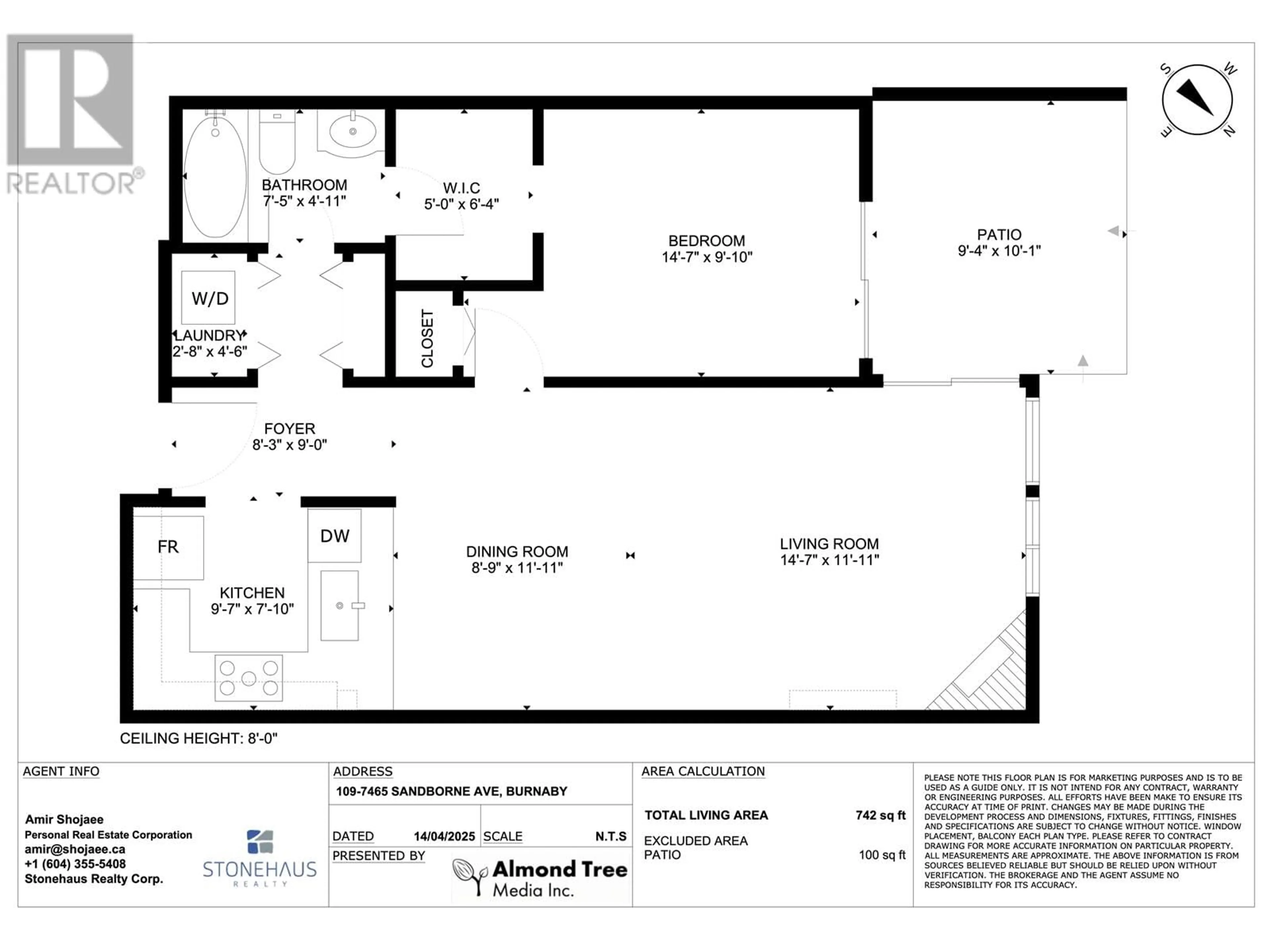Floor plan for 109 - 7465 SANDBORNE AVENUE, Burnaby British Columbia V3N4W7