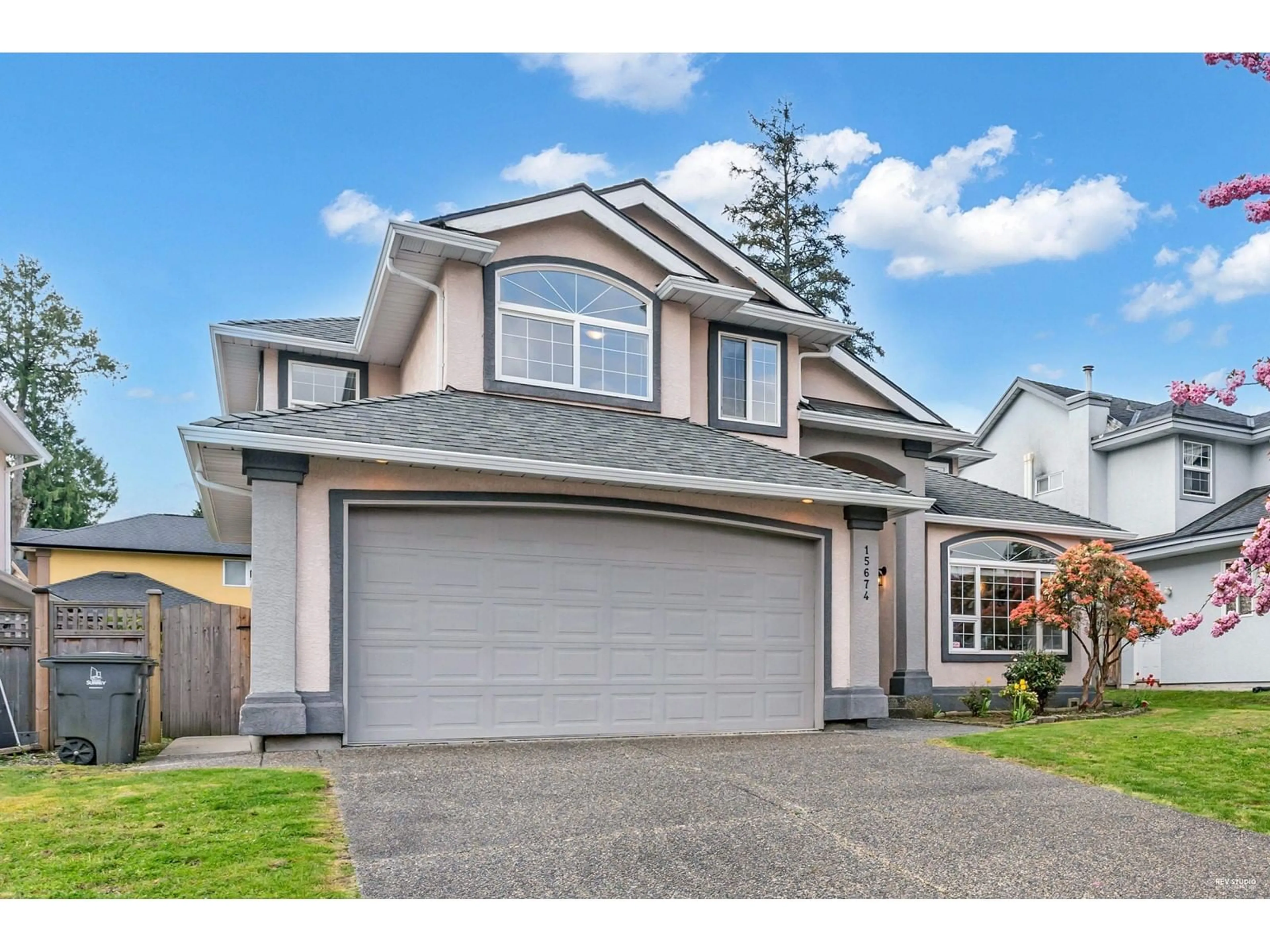 Home with vinyl exterior material, street for 15674 101A, Surrey British Columbia V4N4S4