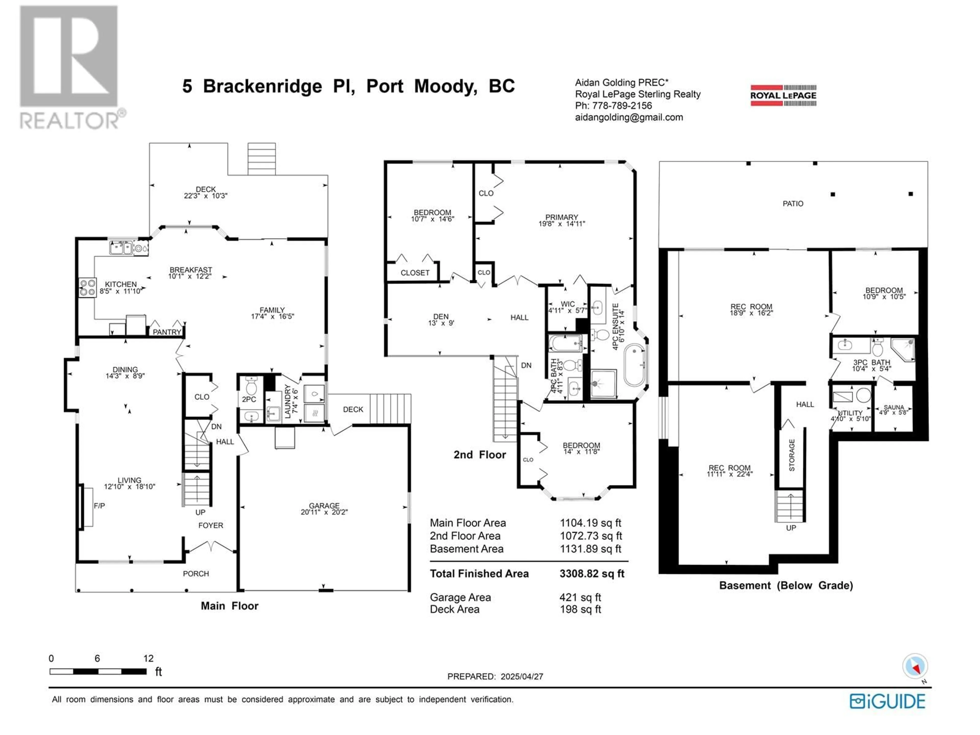 Floor plan for 5 BRACKENRIDGE PLACE, Port Moody British Columbia V3H4G4