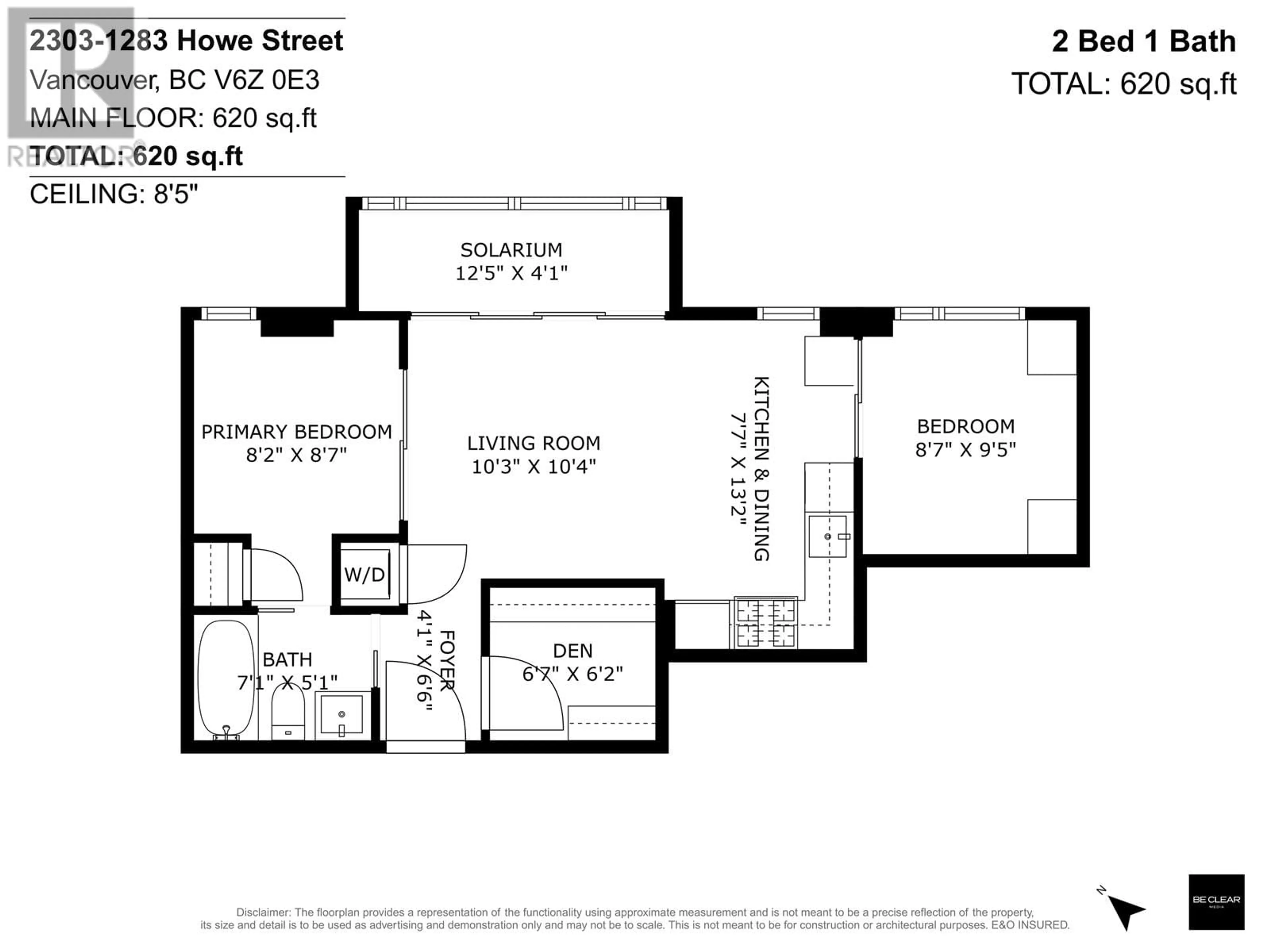 Floor plan for 2303 - 1283 HOWE STREET, Vancouver British Columbia V6Z0E3