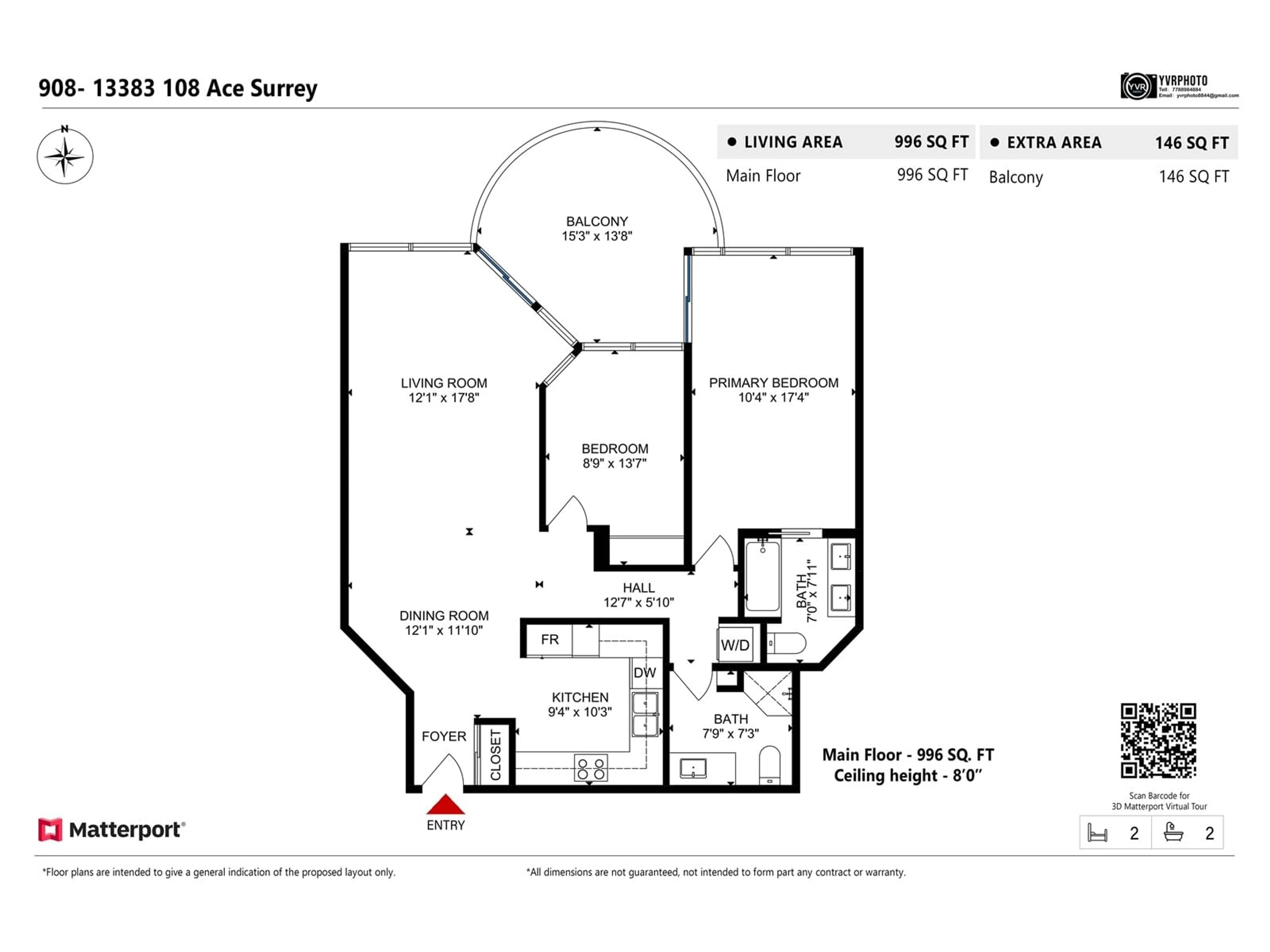 Floor plan for 908 - 13383 108, Surrey British Columbia V3T5T6