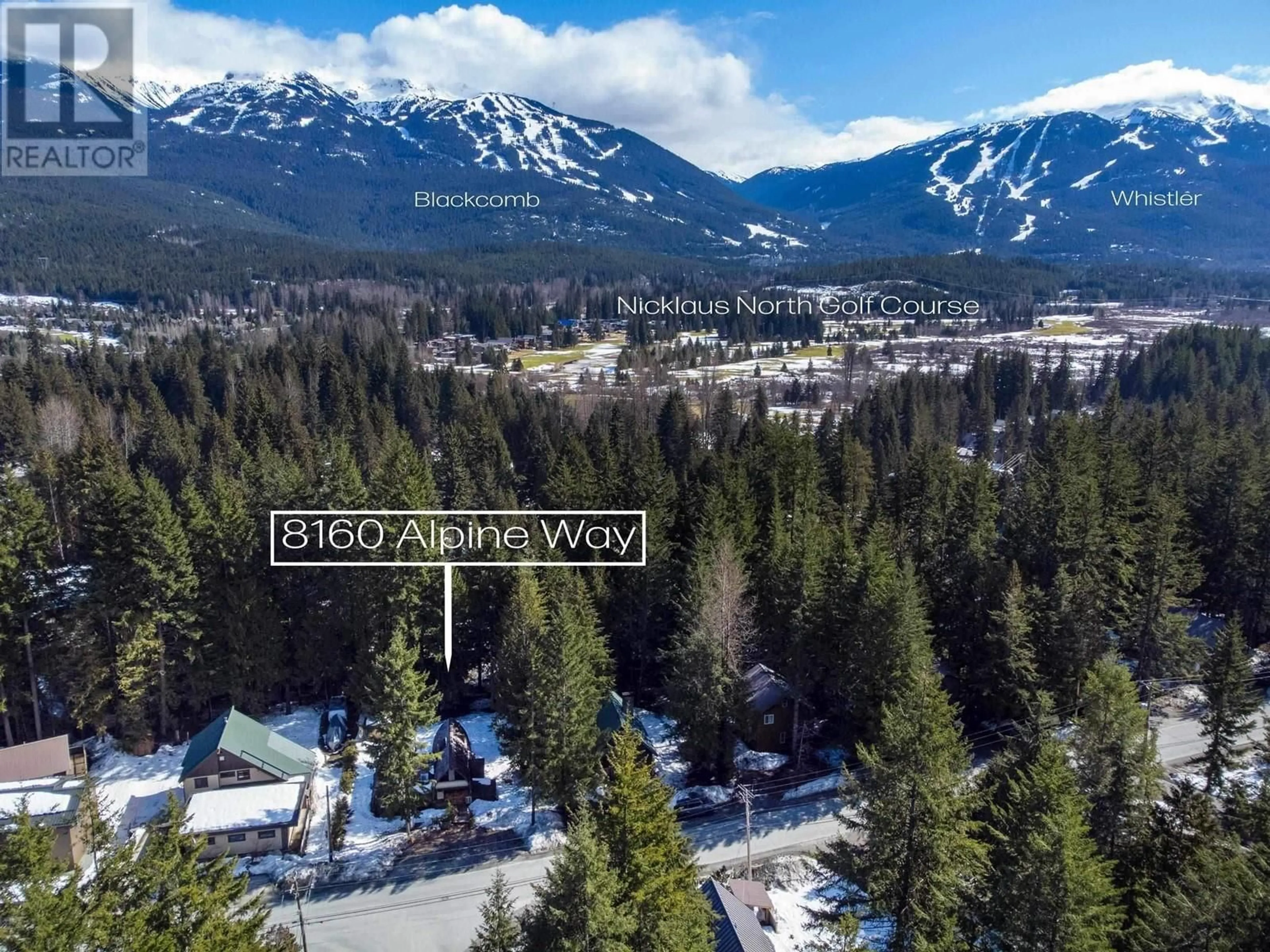A pic from outside/outdoor area/front of a property/back of a property/a pic from drone, mountain view for 8160 ALPINE WAY, Whistler British Columbia V8E0G2