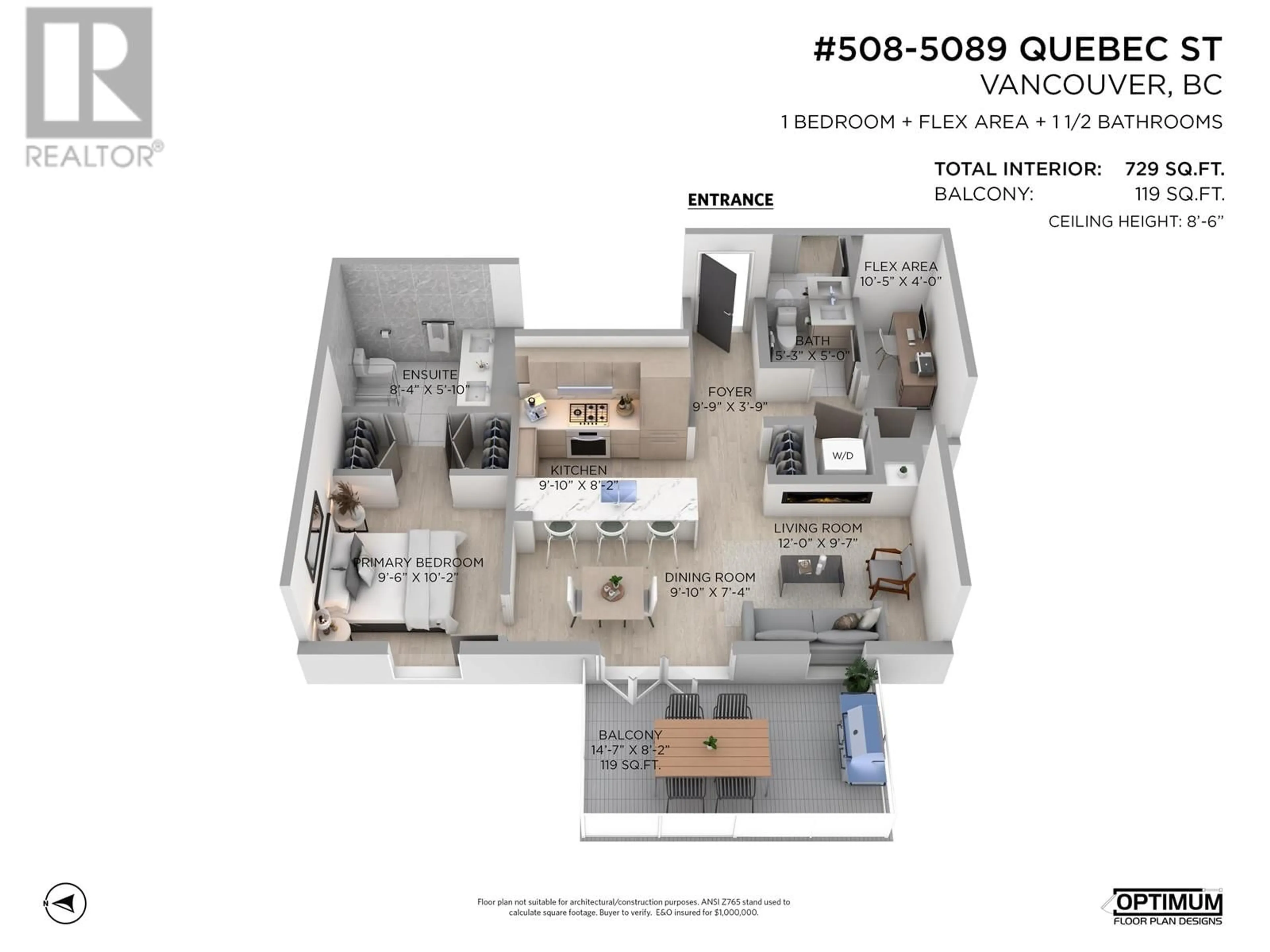 Floor plan for 508 - 5089 QUEBEC STREET, Vancouver British Columbia V5W0E5