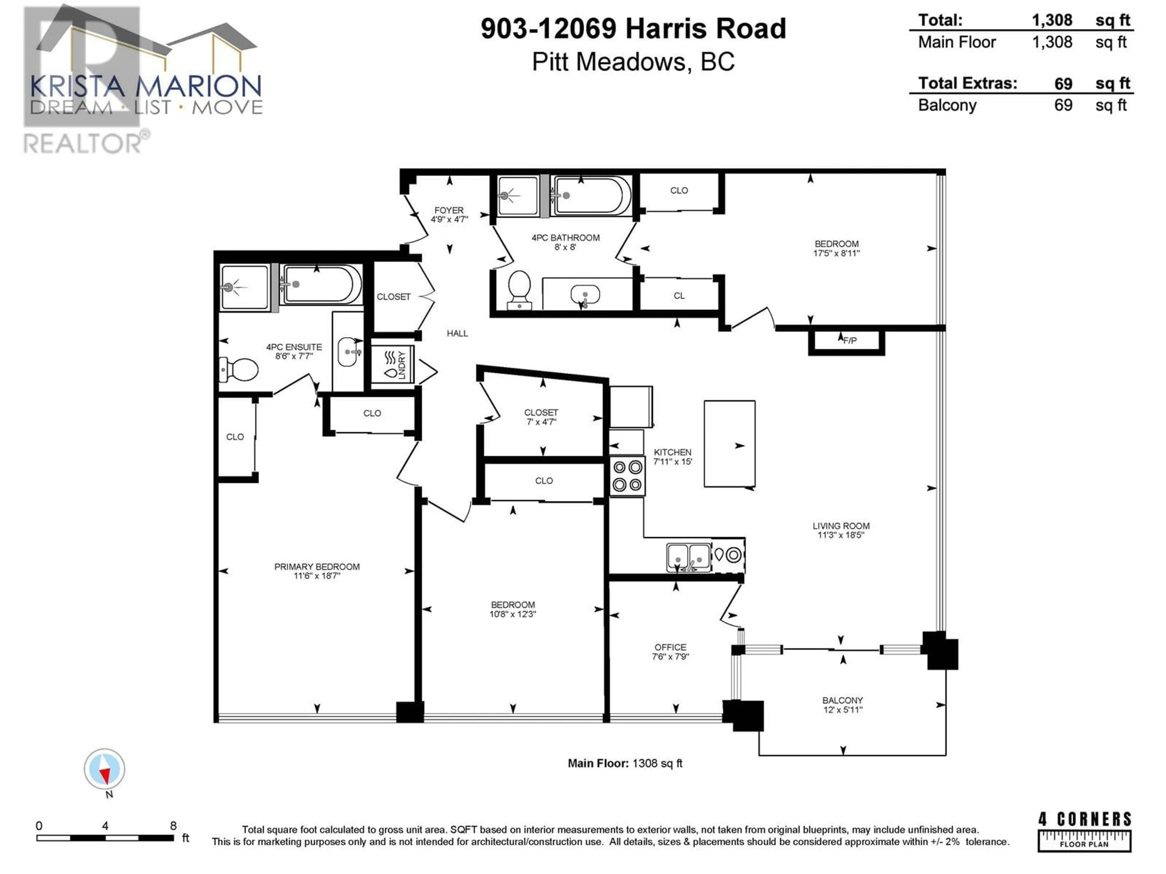 Floor plan for 903 - 12069 HARRIS ROAD, Pitt Meadows British Columbia V3Y0C8