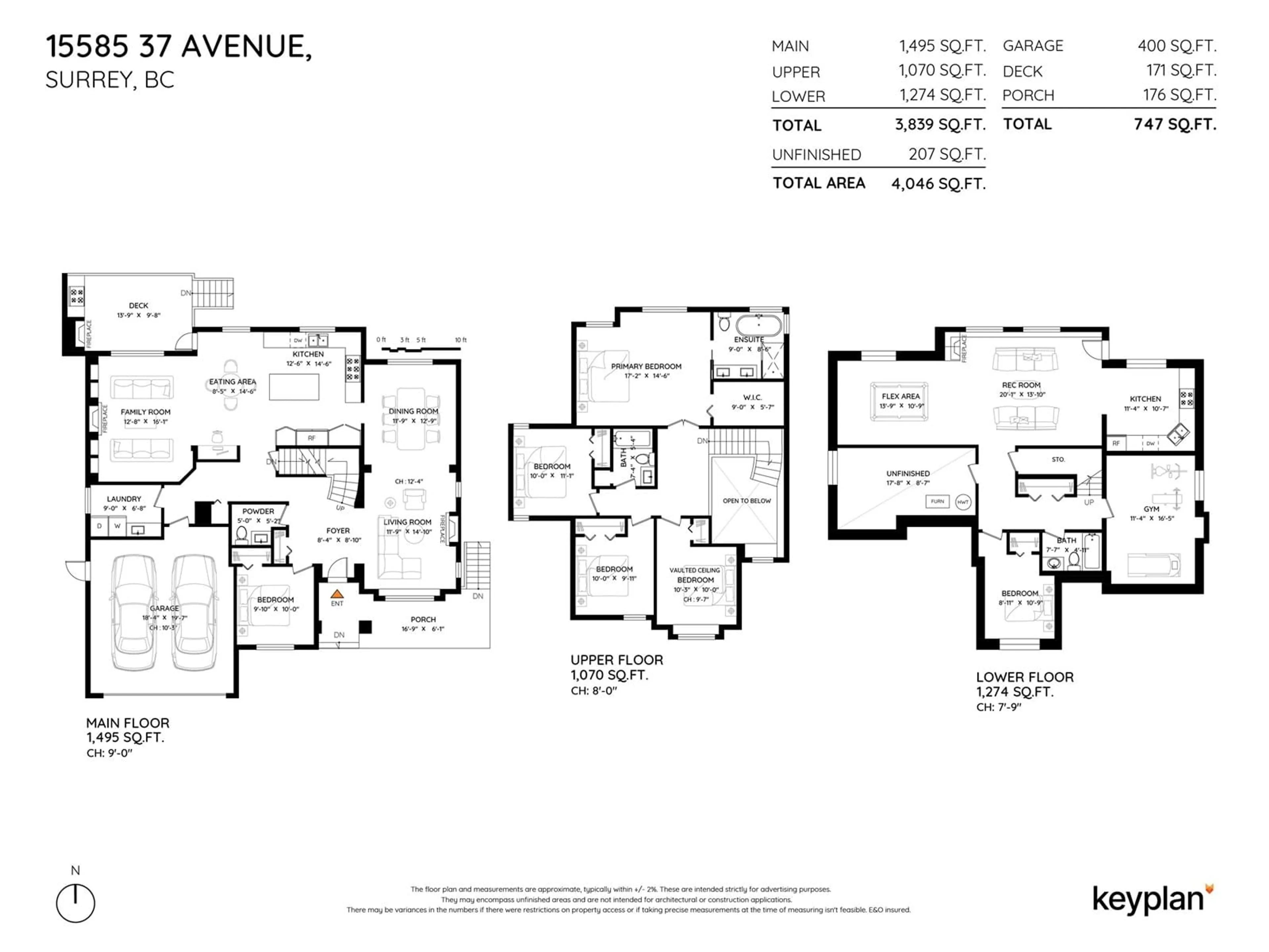 Floor plan for 15585 37, Surrey British Columbia V3Z0H4