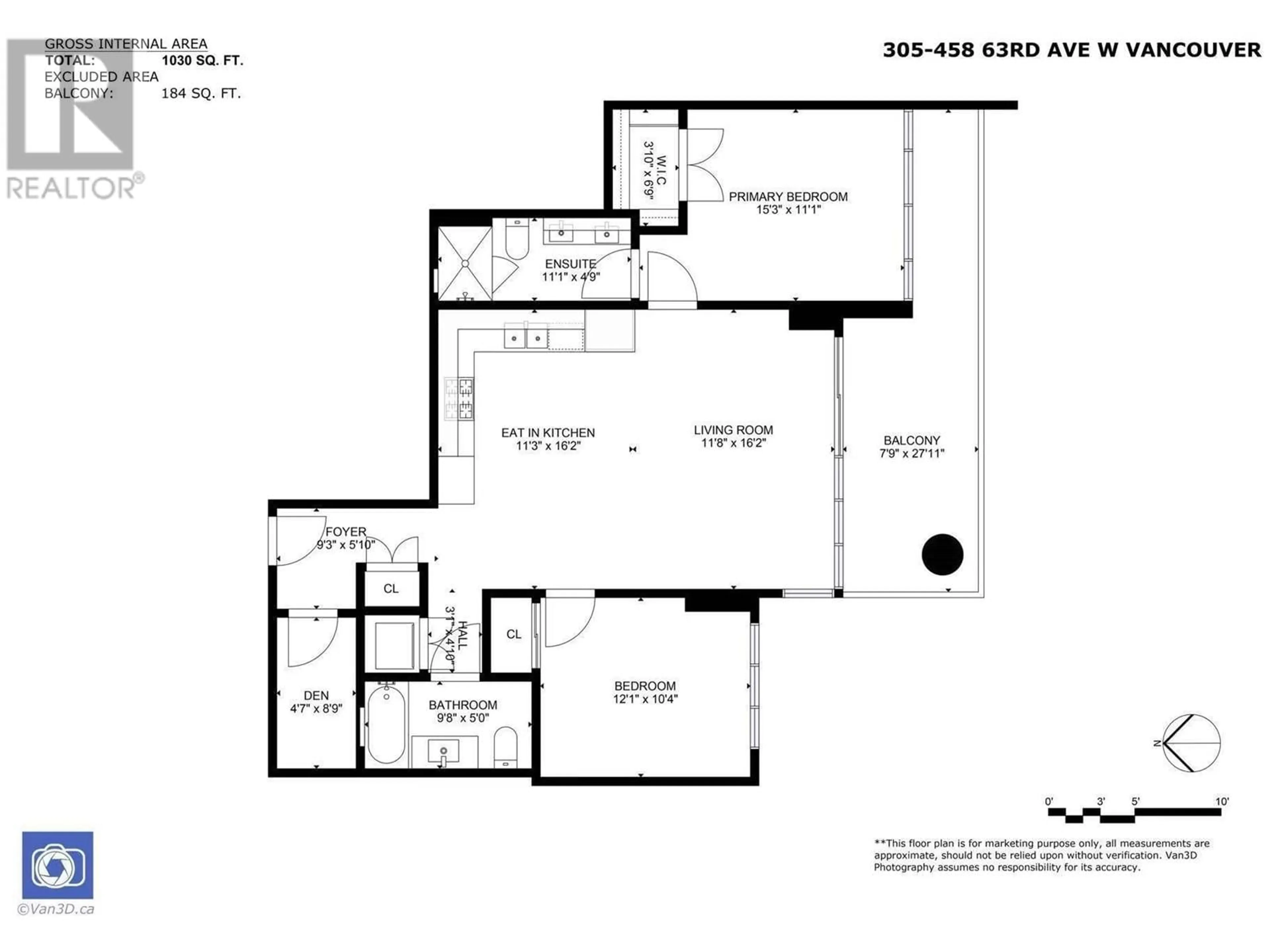 Floor plan for 305 - 458 63RD AVENUE, Vancouver British Columbia V5X2J4