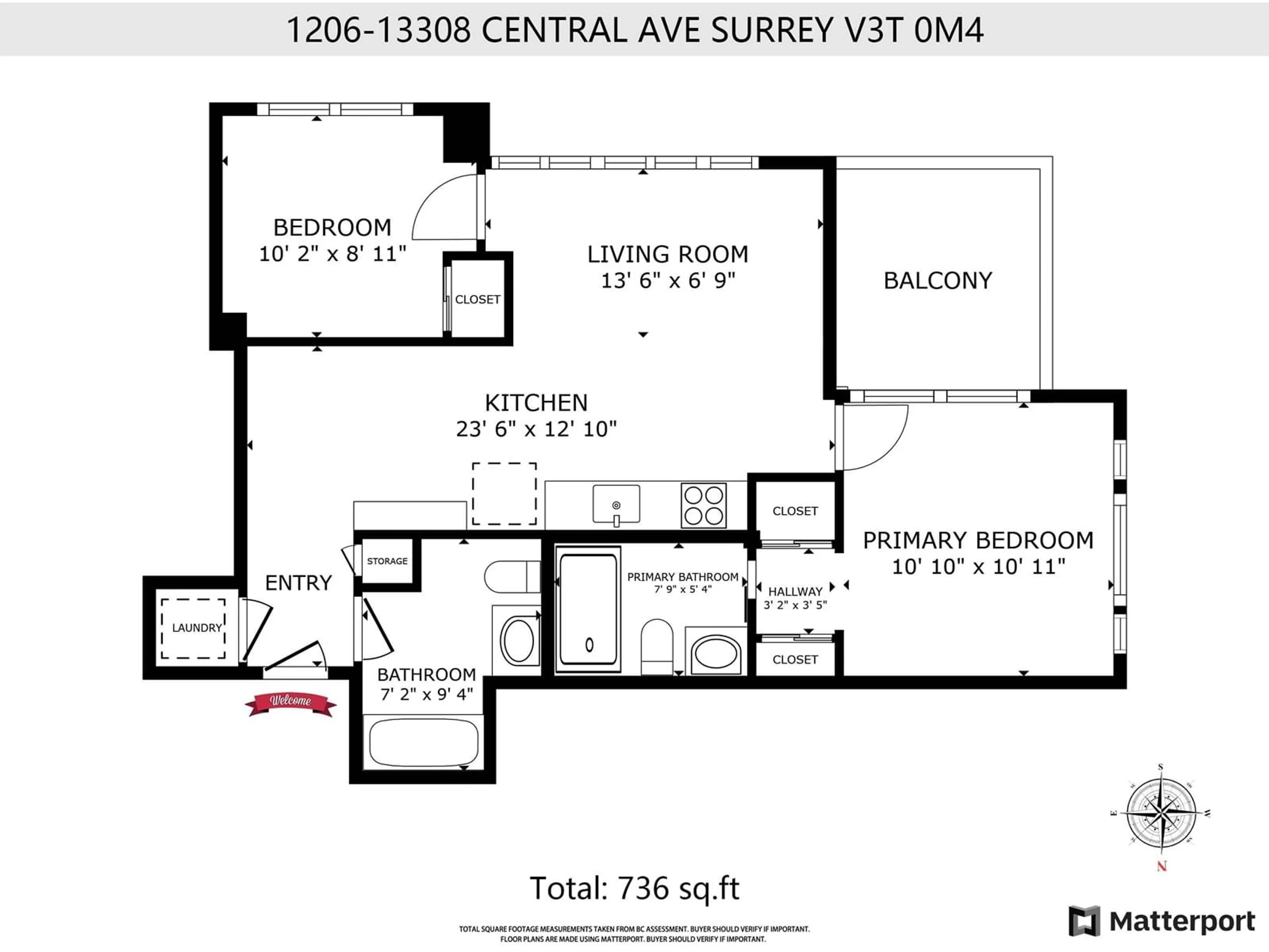 Floor plan for 1206 - 13308 CENTRAL, Surrey British Columbia V3T0M4