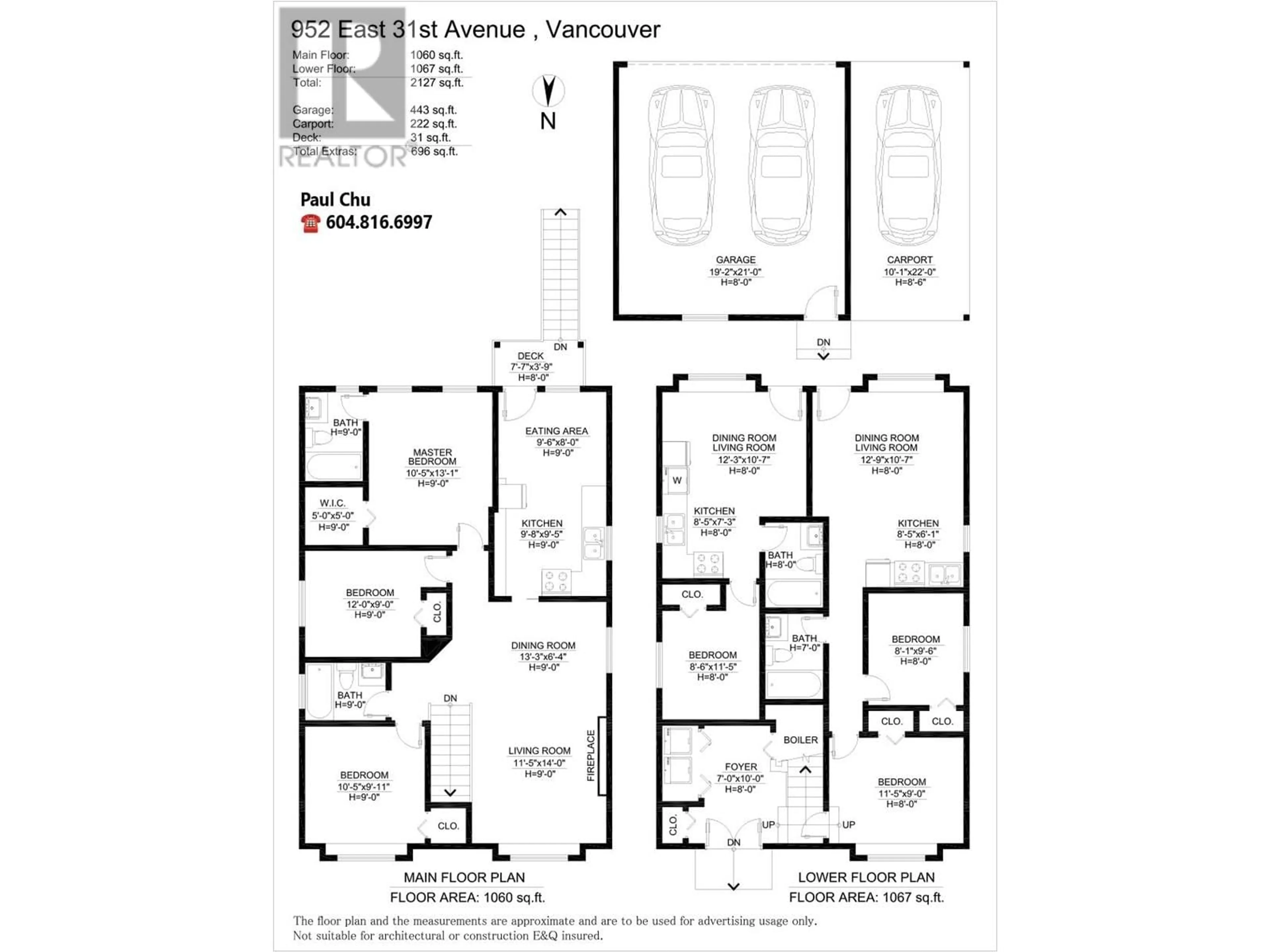Floor plan for 952 31ST AVENUE, Vancouver British Columbia V5V2X4